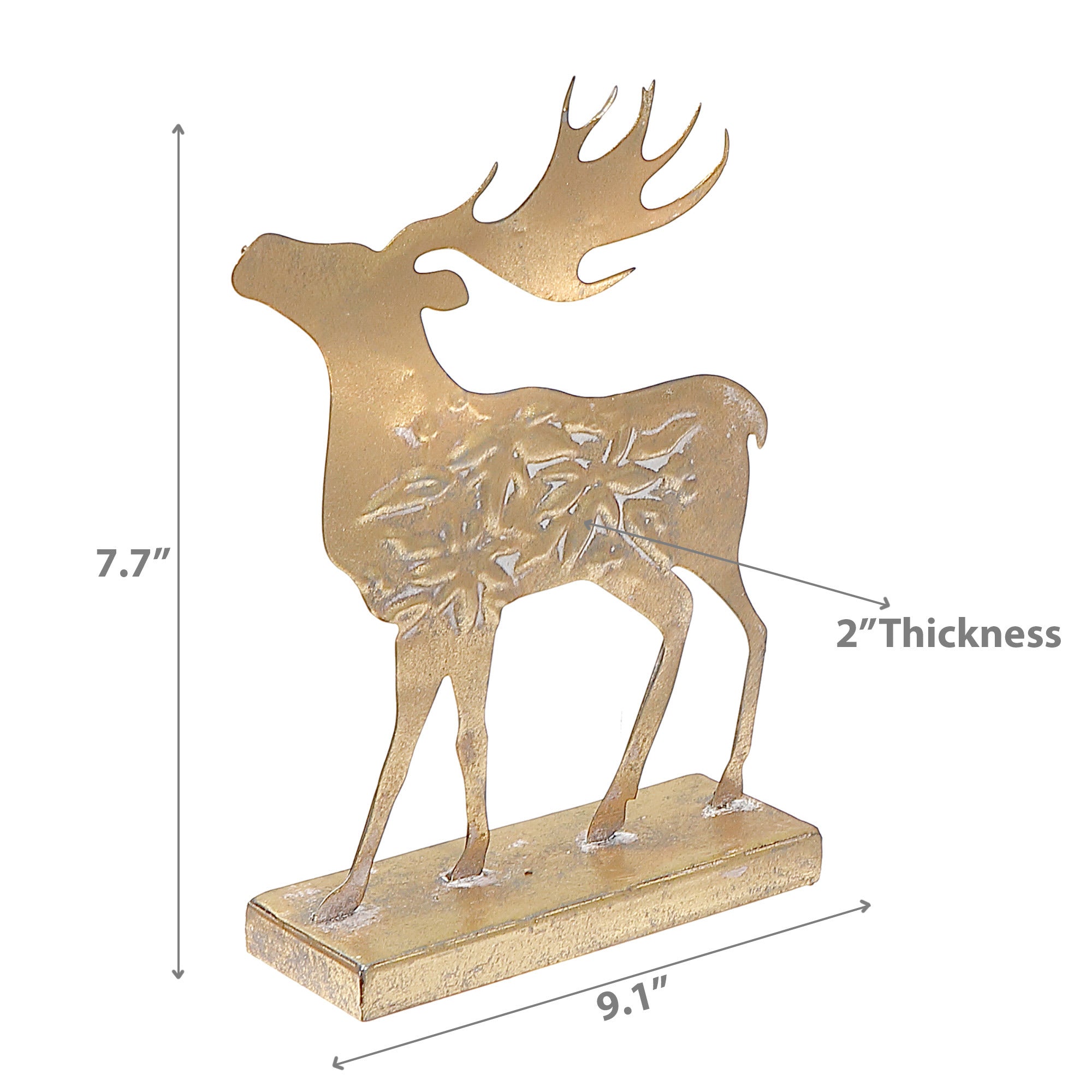Gold Metal Reindeer Figurine Stand Head Up Set of 2 – Christmas Tabletop Decoration, Holiday Accent, Festive Winter Figurines