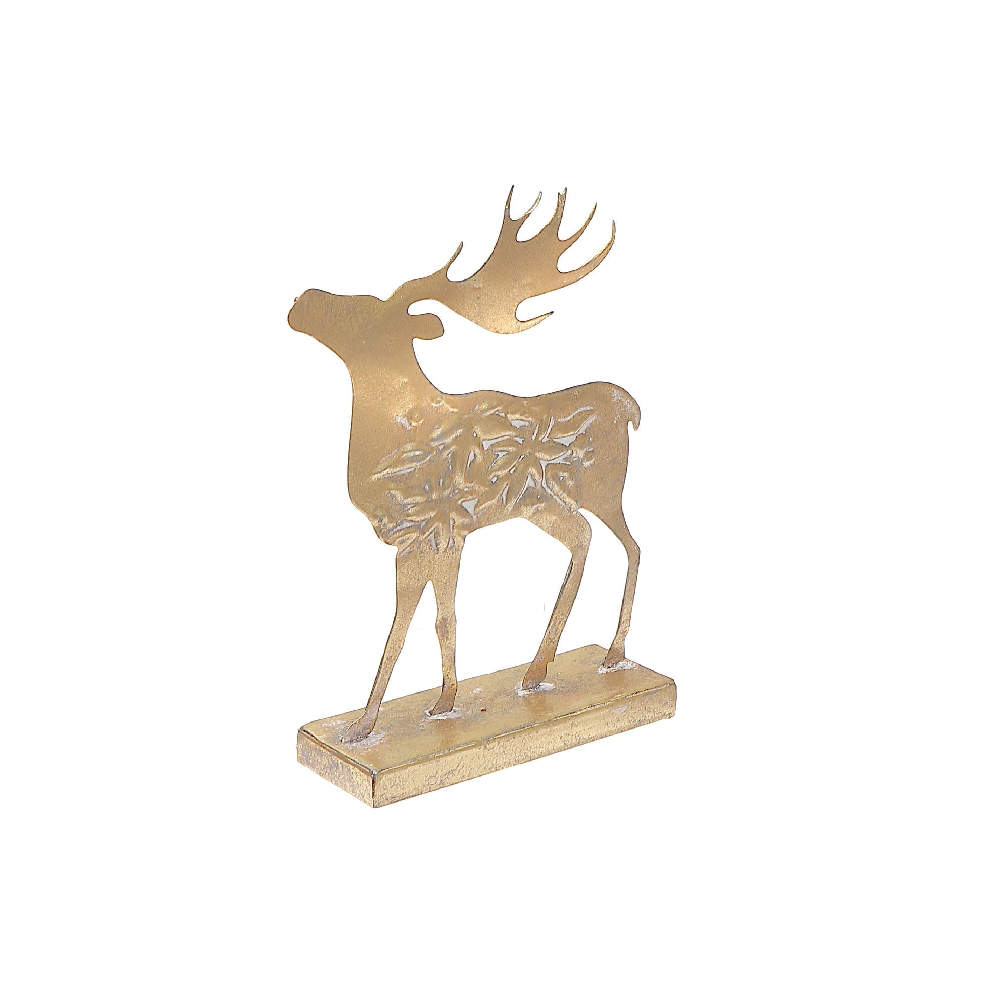 Gold Metal Reindeer Figurine Stand Head Up Set of 2 – Christmas Tabletop Decoration, Holiday Accent, Festive Winter Figurines
