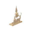 Gold Metal Reindeer And Tree Candle Holder
