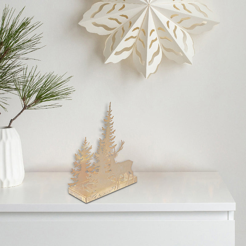 Gold Metal Winter Village Candle Holder
