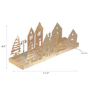 Gold Metal Winter Village Candle Holder