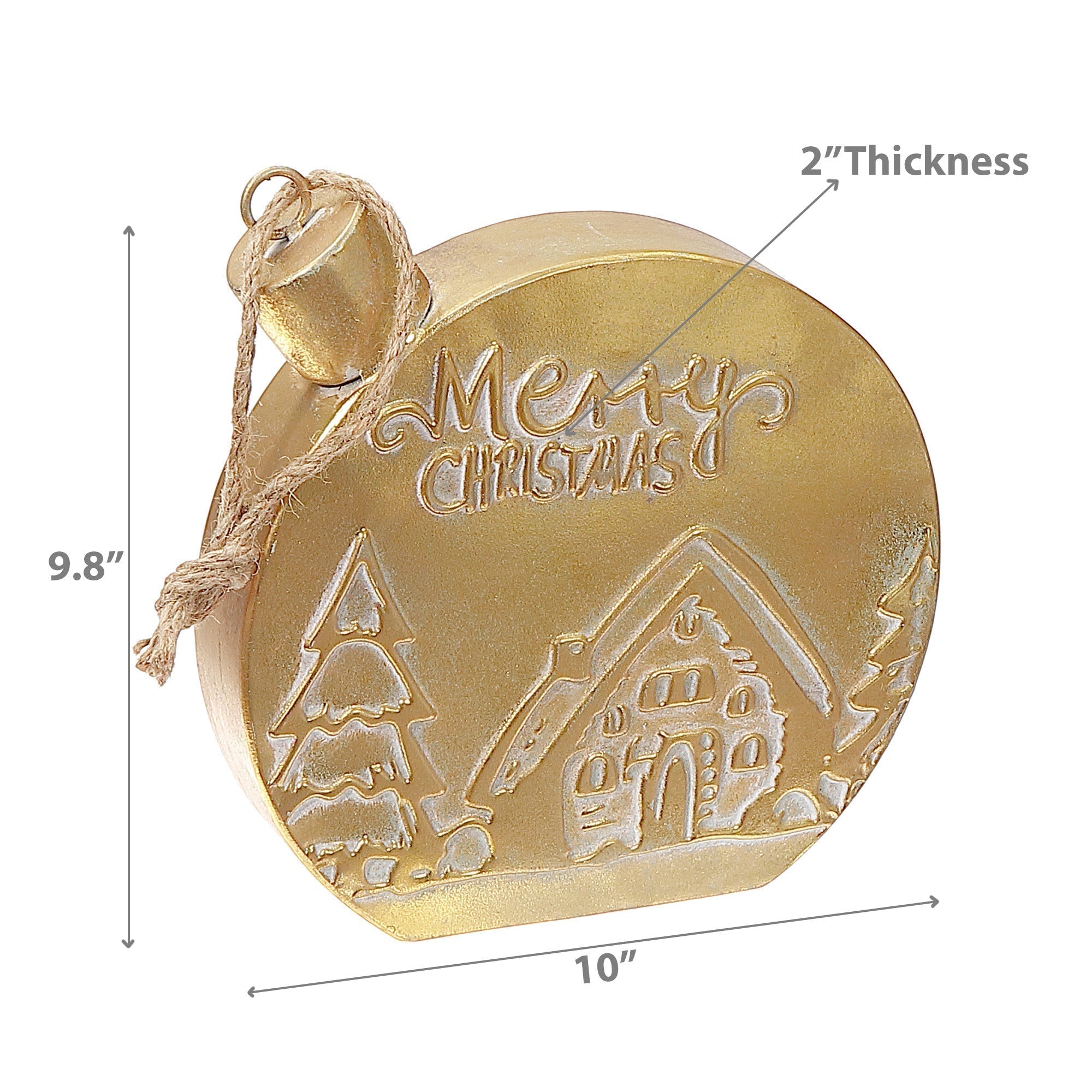 Gold Metal Ornament Stand Merry Christmas – Christmas Tabletop Decoration, Holiday Accent, Festive Seasonal Decor