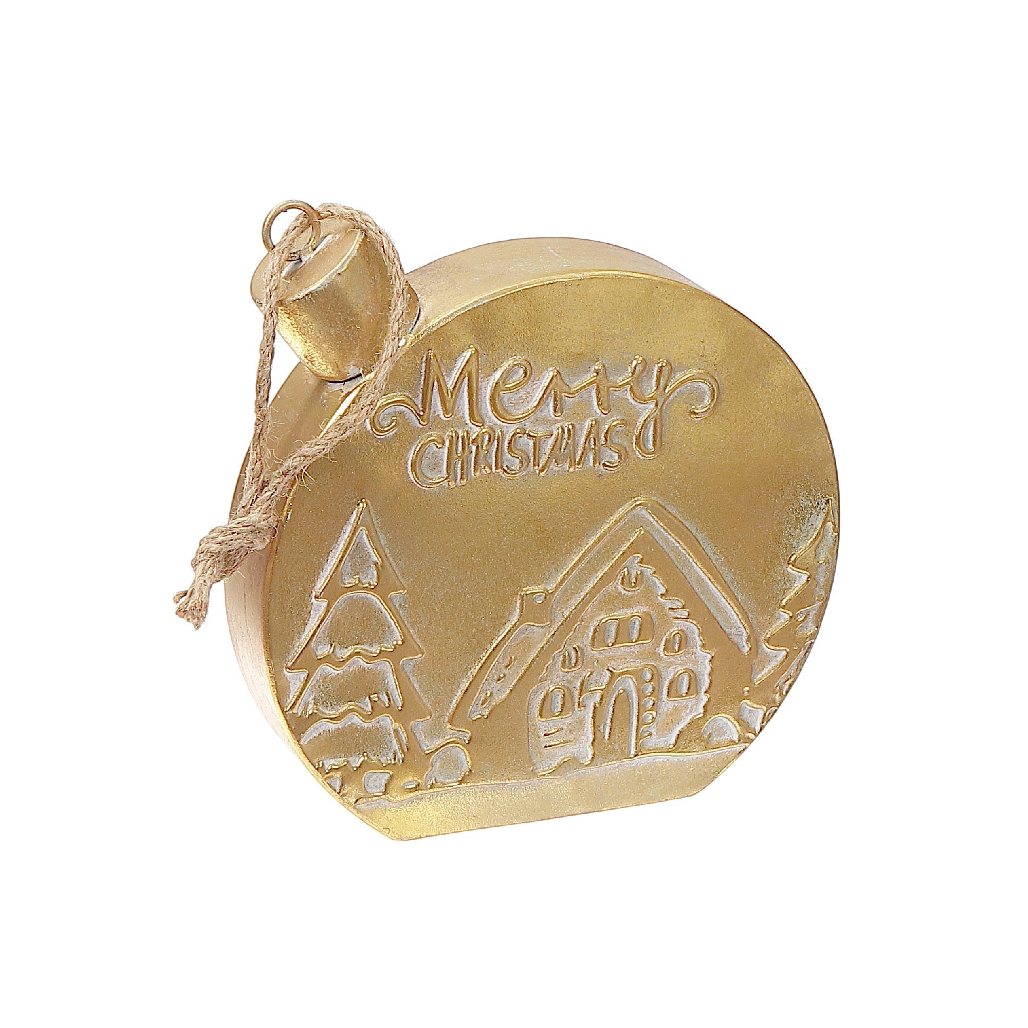 Gold Metal Ornament Stand Merry Christmas – Christmas Tabletop Decoration, Holiday Accent, Festive Seasonal Decor