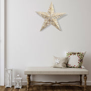 Gold Metal Embossed Star Christmas Decoration, Holiday Wall Hanging Ornament, 15.4 Inch