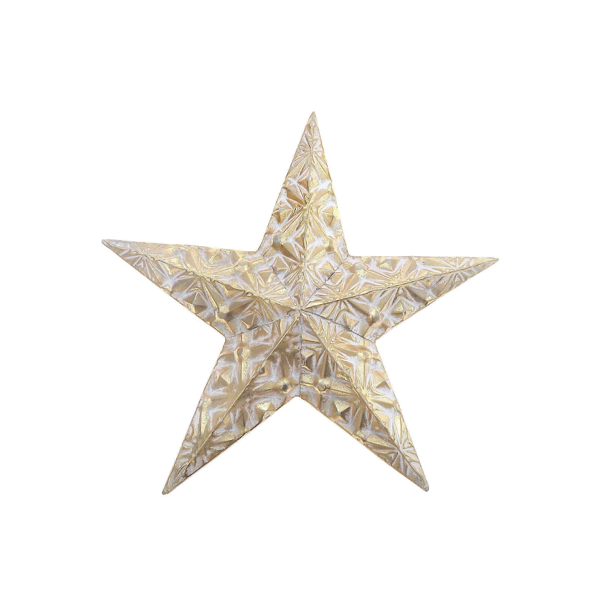 Gold Metal Embossed Star Christmas Decoration, Holiday Wall Hanging Ornament, 15.4 Inch