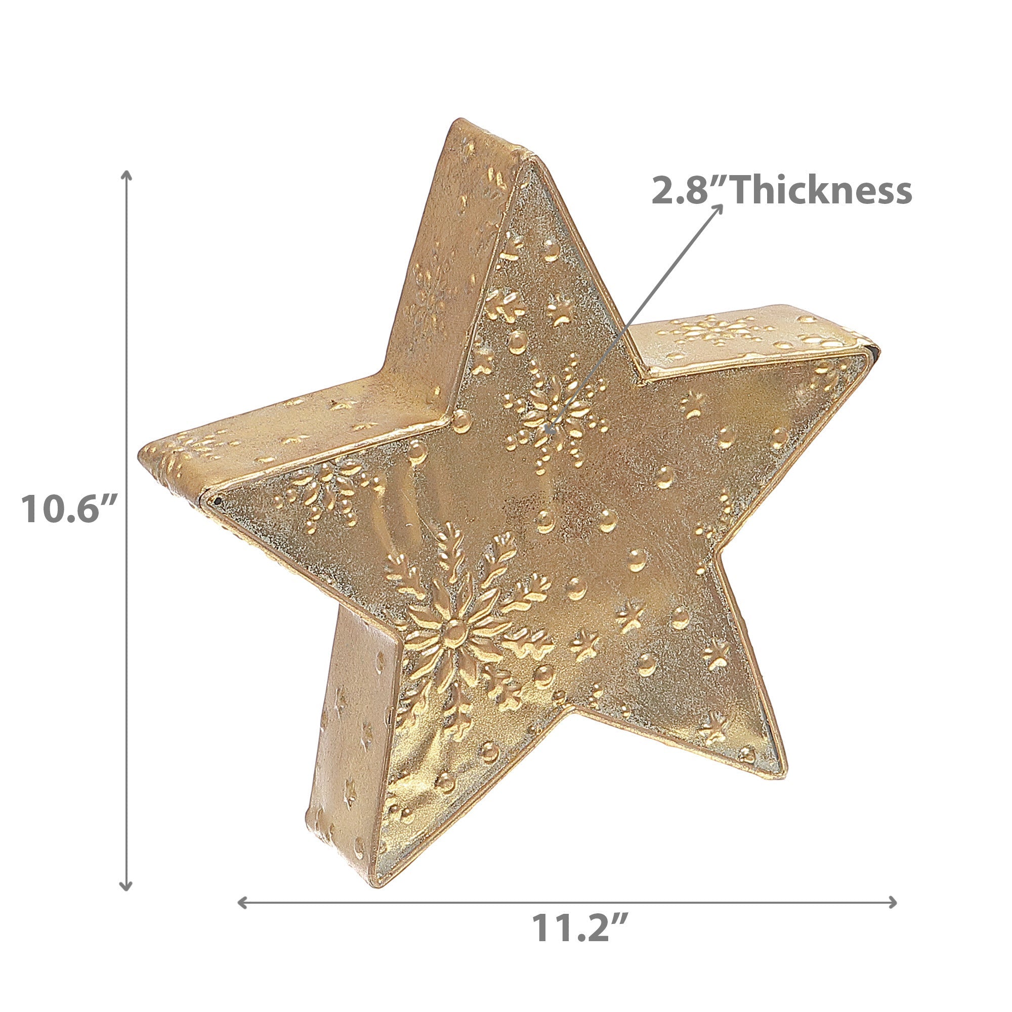 Gold Metal Embossed 3D Star Stand 11.2" – Christmas Tabletop Decoration, Holiday Accent, Festive Winter Home Decor