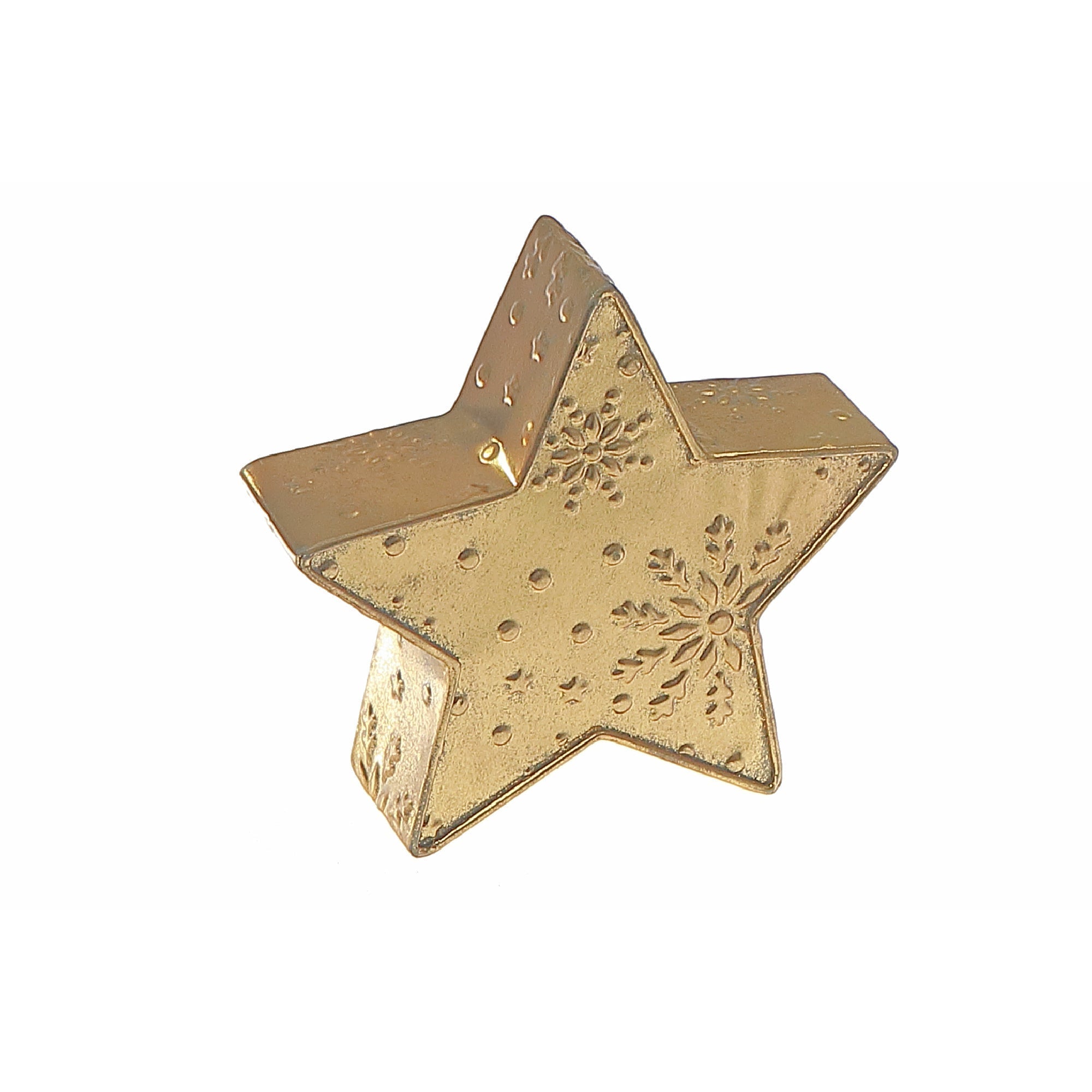 Gold Metal Embossed 3D Star Stand 8.7" – Christmas Tabletop Decoration, Holiday Accent, Festive Winter Home Decor