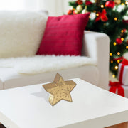 Gold Metal Embossed 3D Star Stand 8.7" – Christmas Tabletop Decoration, Holiday Accent, Festive Winter Home Decor