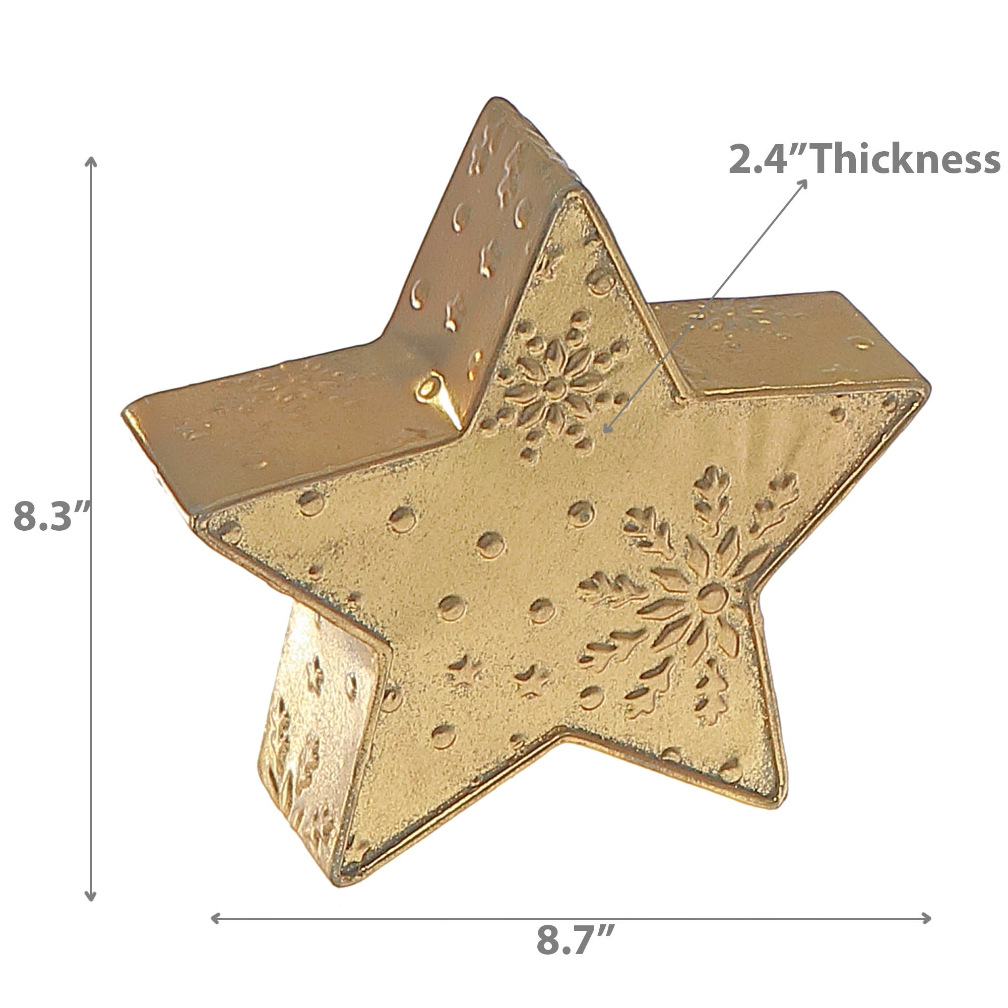 Gold Metal Embossed 3D Star Stand 8.7" – Christmas Tabletop Decoration, Holiday Accent, Festive Winter Home Decor