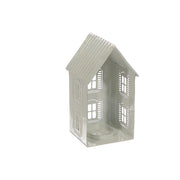 White Metal House with Candle Holder, Christmas Decor, Holiday Tealight, Festive Home Accent