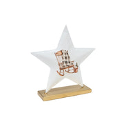 7.5" White Metal Tabletop Star Decor Rocking Chair, Holiday Decor