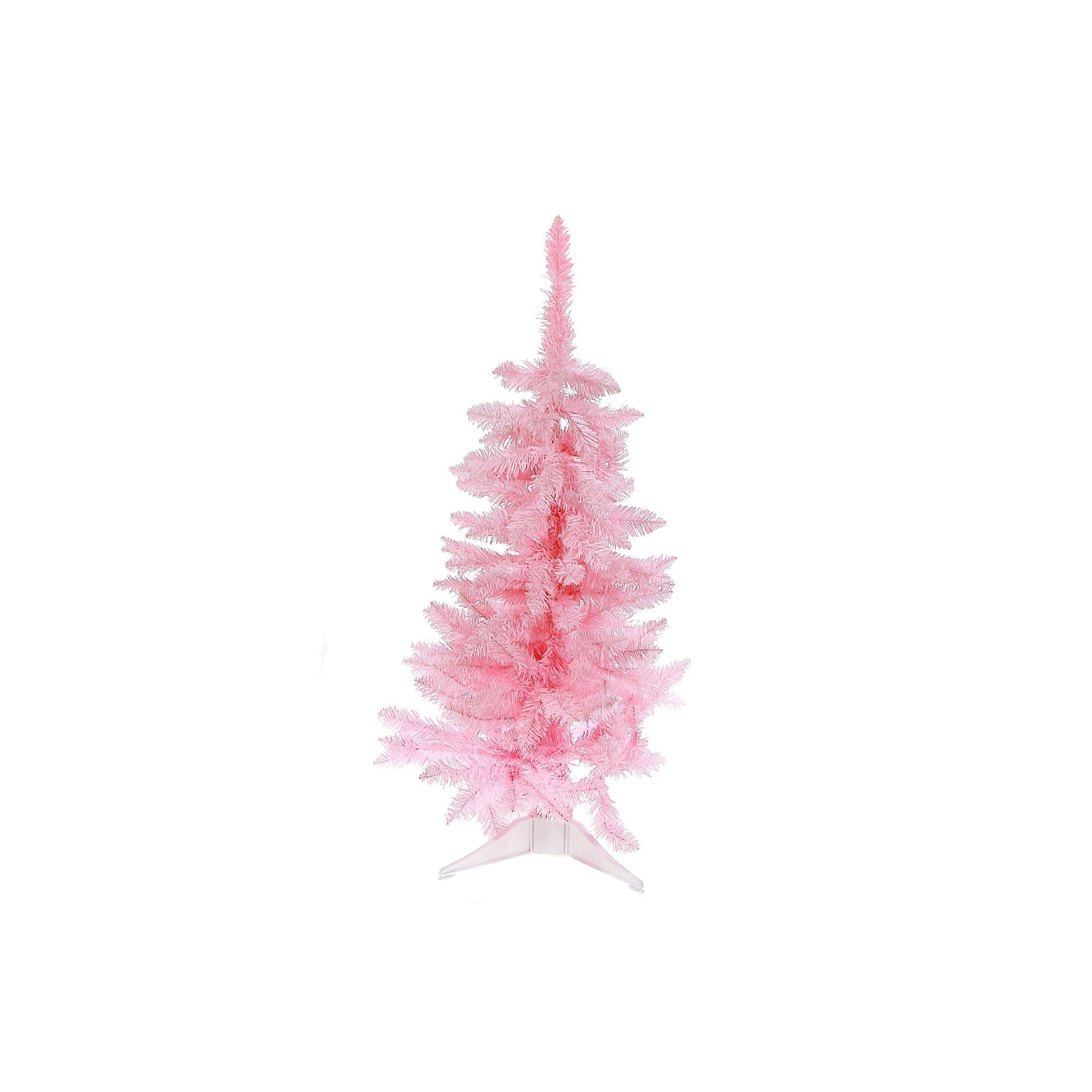 3 Foot Pink Spruce PVC Christmas Tree, 120 Tips, Plastic Stand, Holiday Tabletop Tree