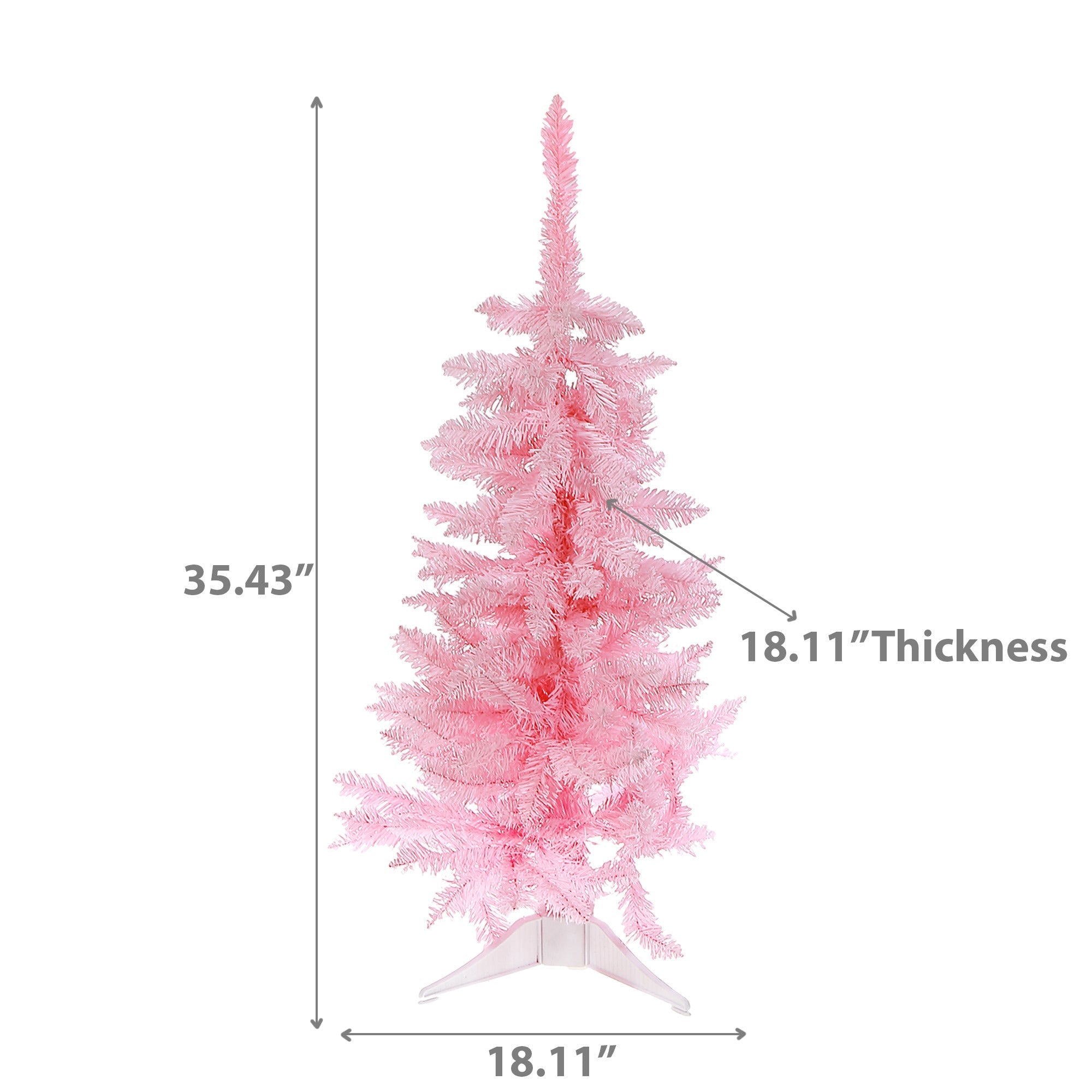 3 Foot Pink Spruce PVC Christmas Tree, 120 Tips, Plastic Stand, Holiday Tabletop Tree