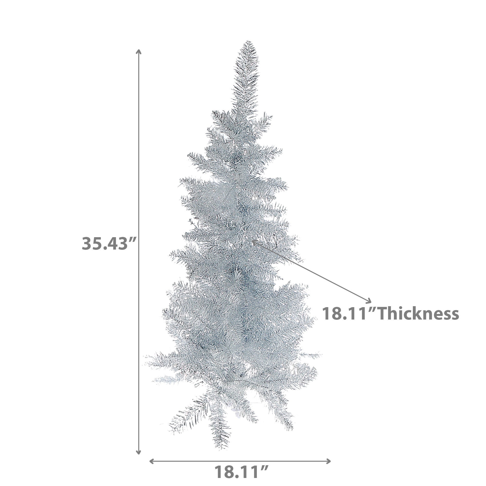 3 Foot Silver Tinsel Christmas Tree, 120 Tips, Plastic Stand, Festive Holiday Décor