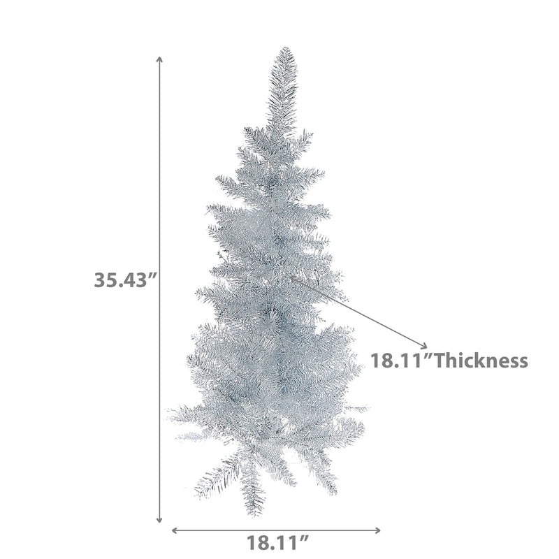 3 Silver Tinsel Christmas Tree 120 Normal Tip W/Plastic Stand