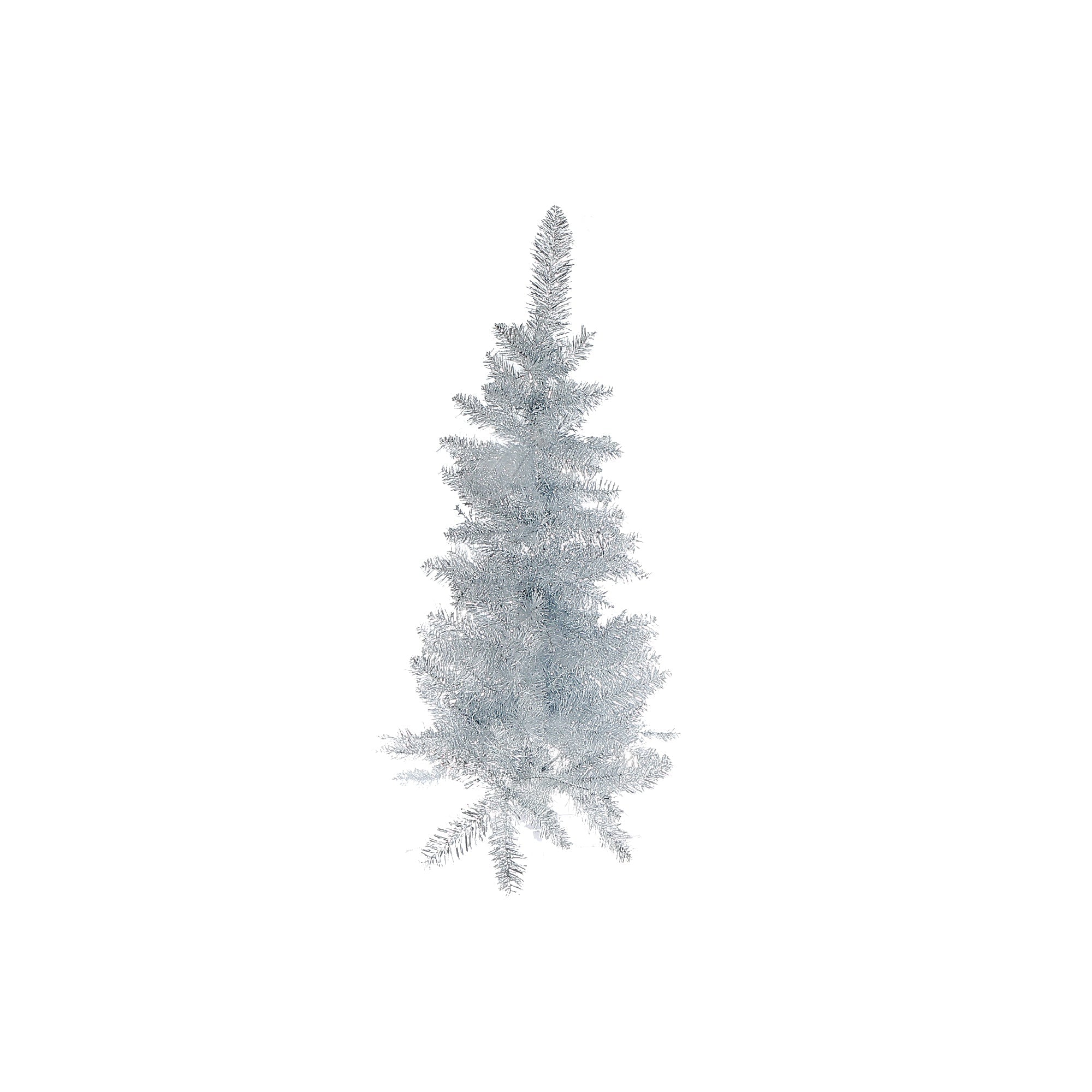 3 Foot Silver Tinsel Christmas Tree, 120 Tips, Plastic Stand, Festive Holiday Décor
