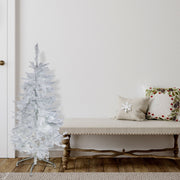3 Foot White Spruce PVC Christmas Tree, 120 Tips, Plastic Stand, Small Holiday Tree Decoration
