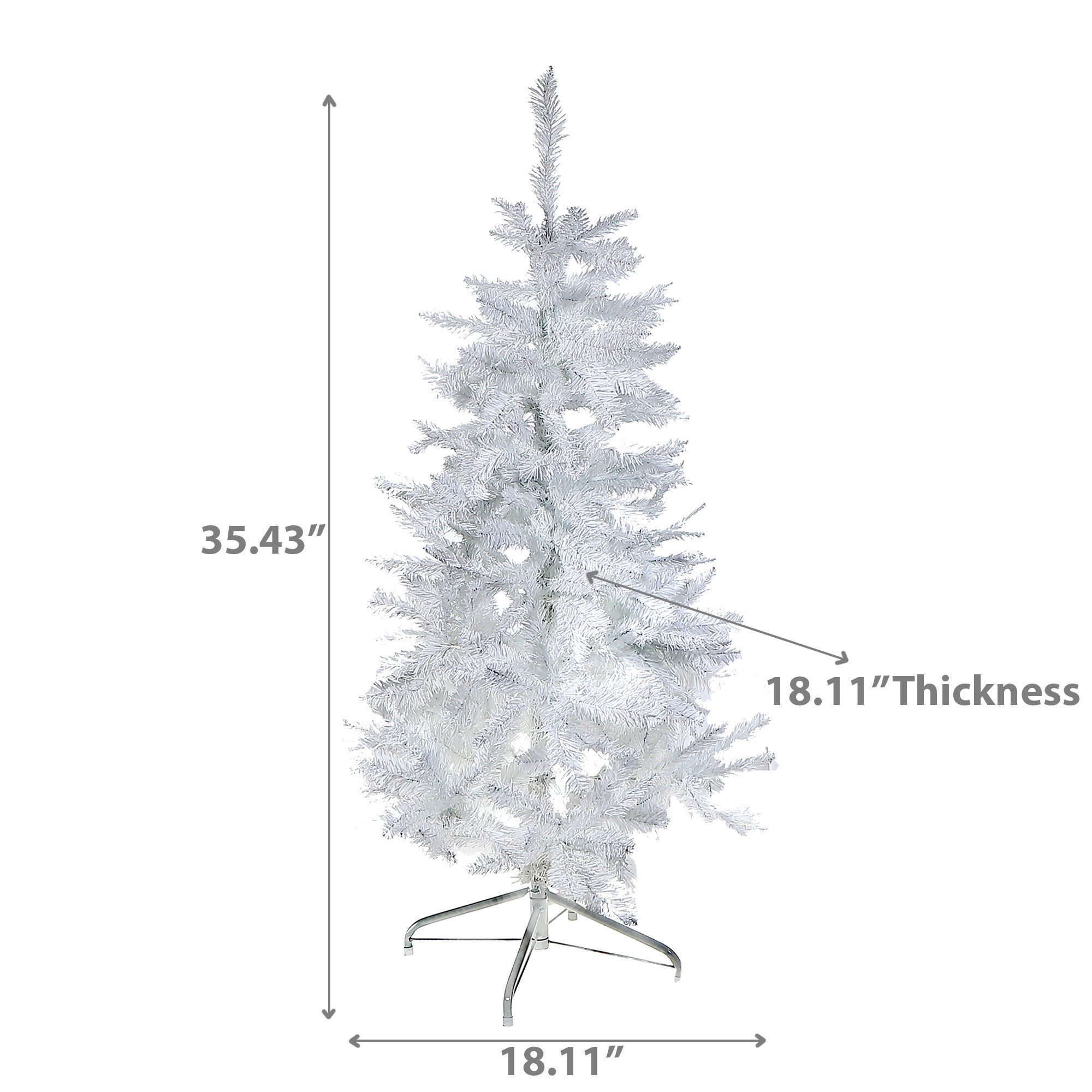 3 Foot White Spruce PVC Christmas Tree, 120 Tips, Plastic Stand, Small Holiday Tree Decoration
