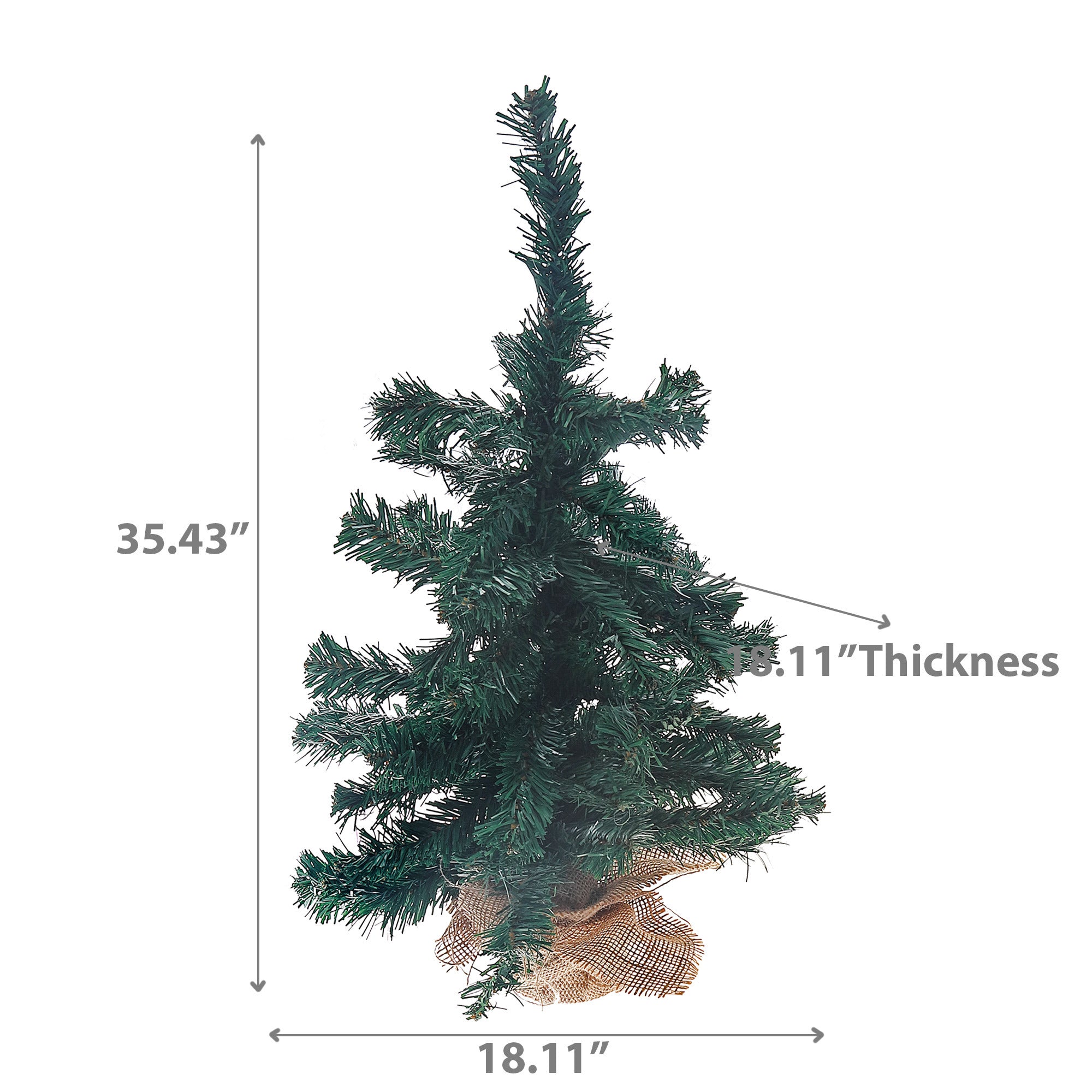 2 Foot Jasper Christmas Tree with 60 Tips, Burlap Base, Holiday Tabletop Decoration