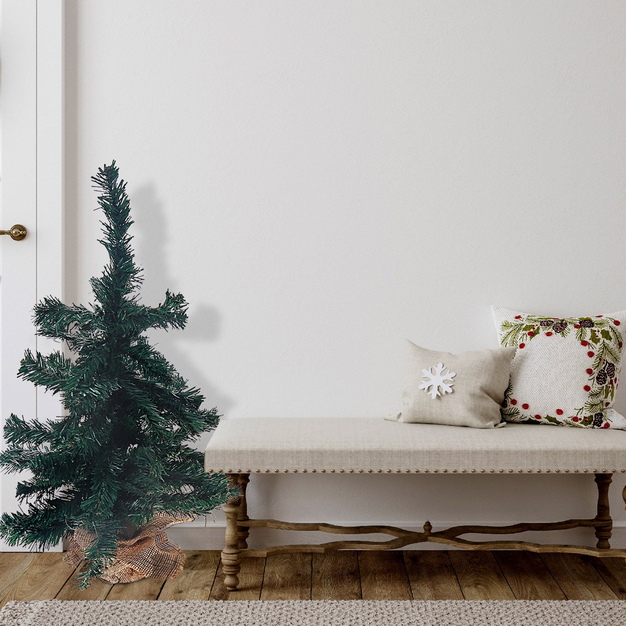 3 Foot Jasper Christmas Tree with 120 Tips, Burlap Base, Rustic Holiday Décor, Tabletop Christmas Tree