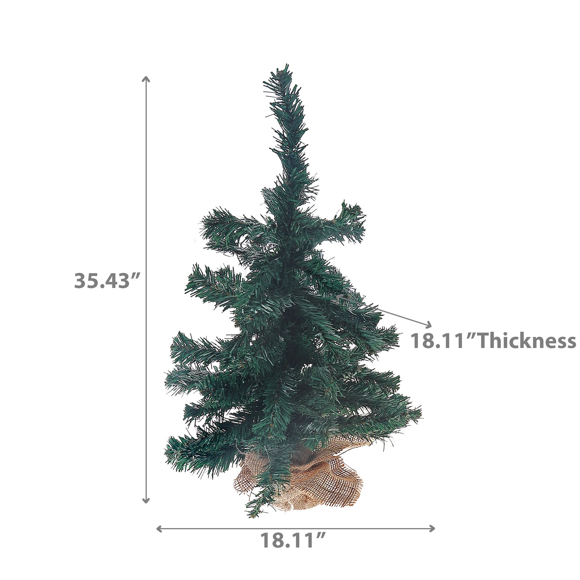 3 Foot Jasper Christmas Tree with 120 Tips, Burlap Base, Rustic Holiday Décor, Tabletop Christmas Tree