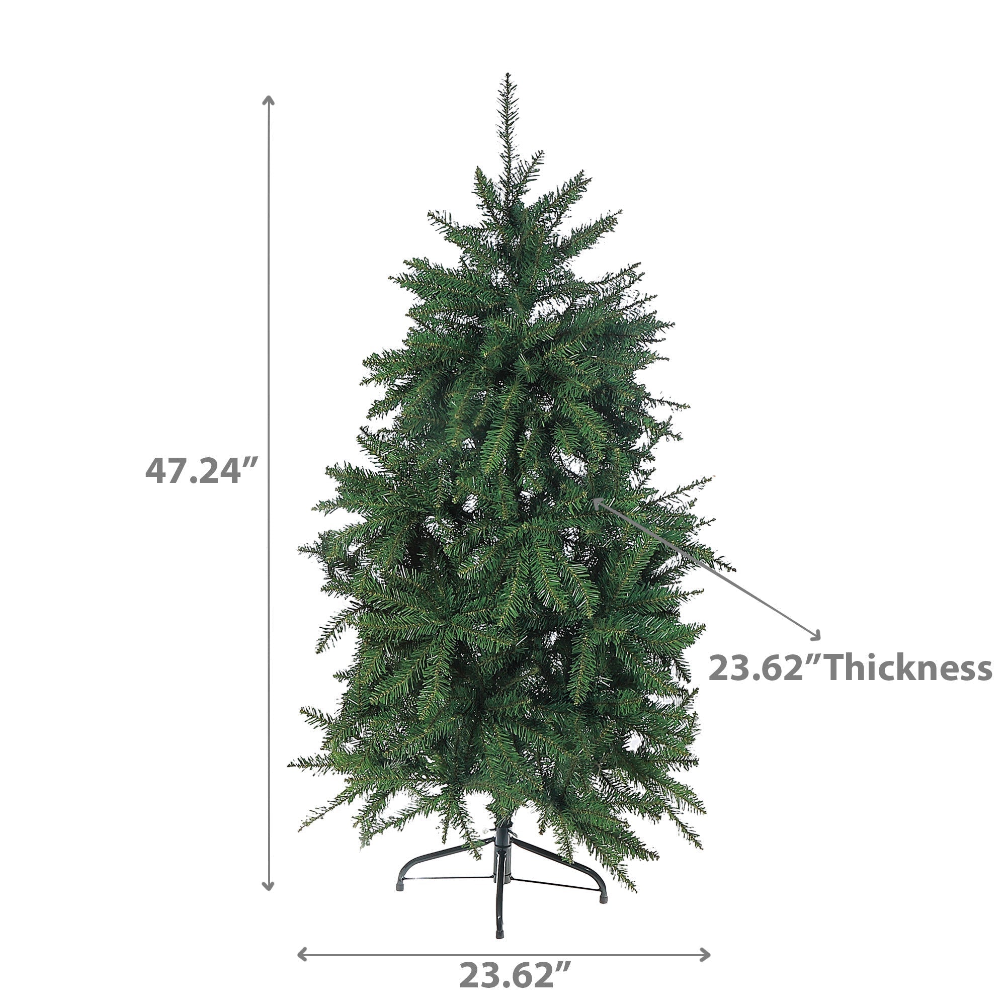 4 Foot Green Spruce PVC Christmas Tree, 280 Tips, Metal Stand, Holiday Home Décor