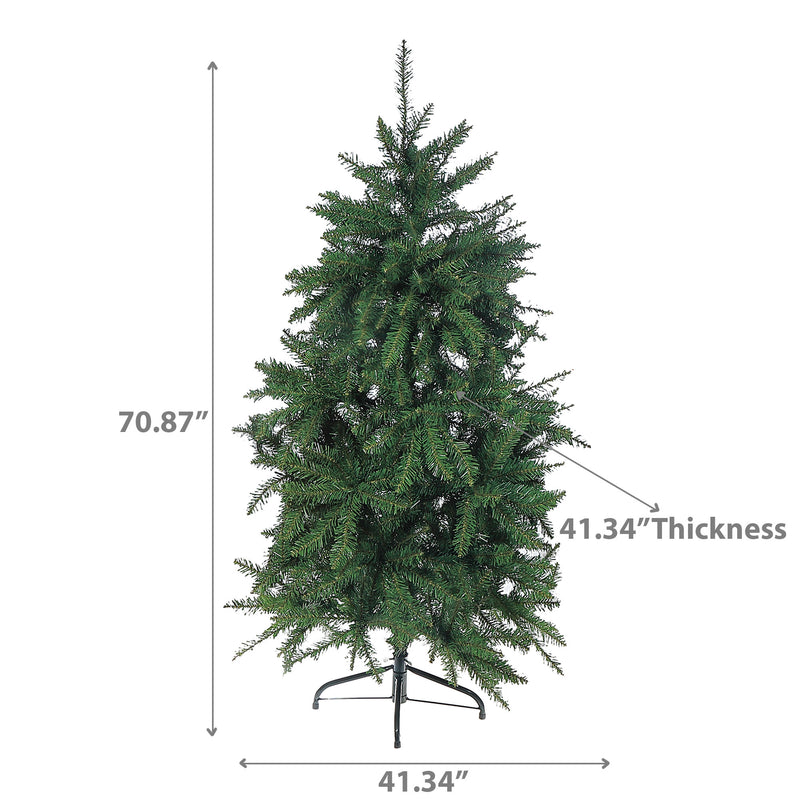 6 Green Spruce Xmas Tree Pvc 800 Normal Tips W/Metal Stand
