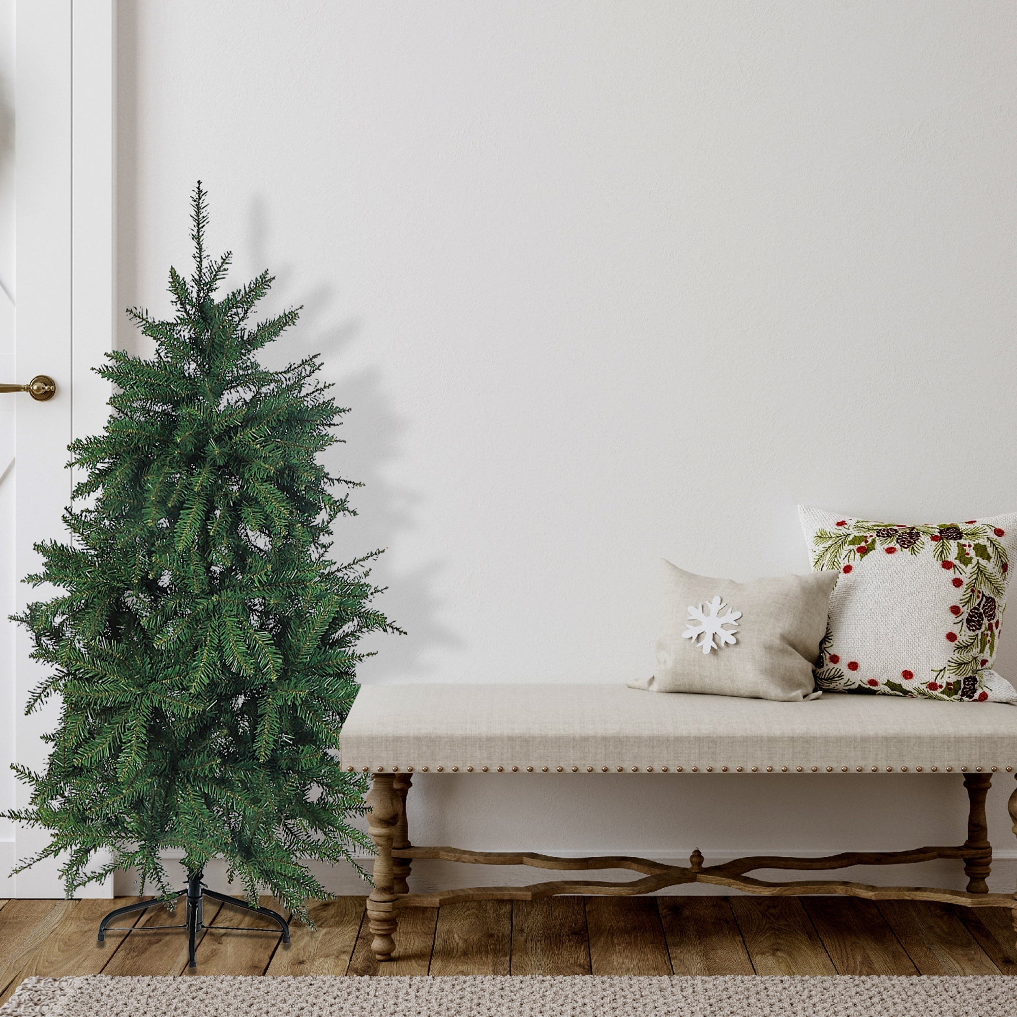 7 Foot Green Spruce PVC Christmas Tree, 1150 Tips, Metal Stand, Festive Holiday Décor