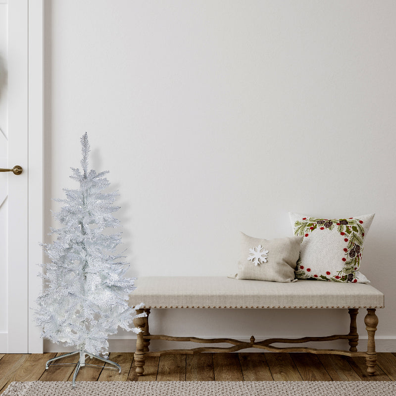 6 White Spruce Xmas Tree Pvc 800 Normal Tips W/Metal Stand