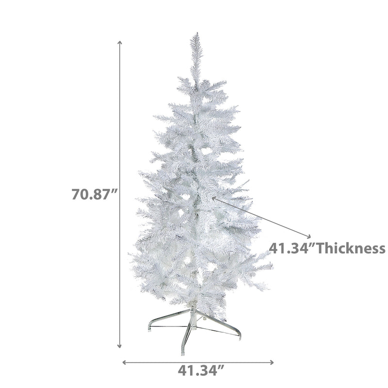6 White Spruce Xmas Tree Pvc 800 Normal Tips W/Metal Stand