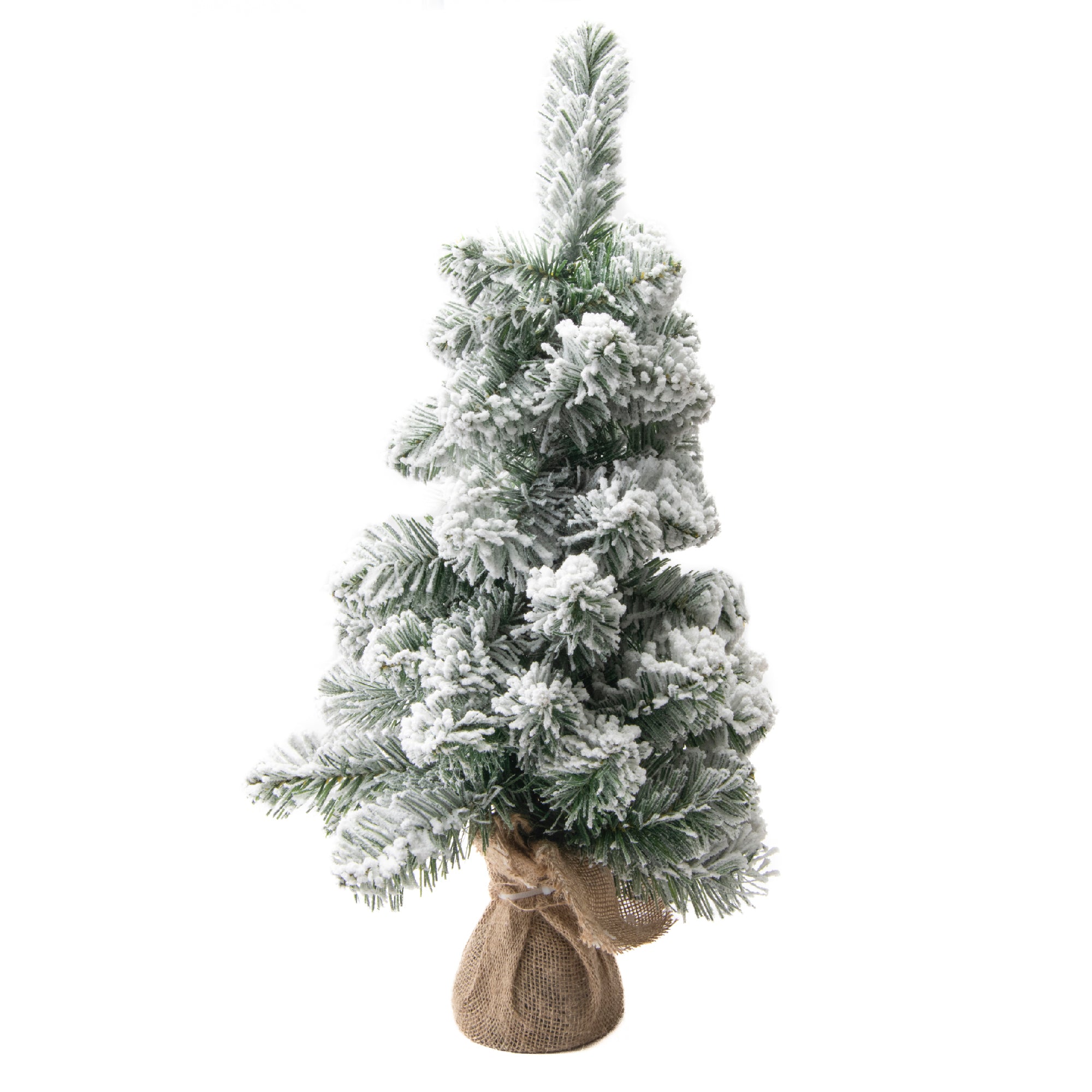 2' Flocked Pine Christmas Tree 55 Tips with Jute Wrapped Base, Christmas, Holiday Decor