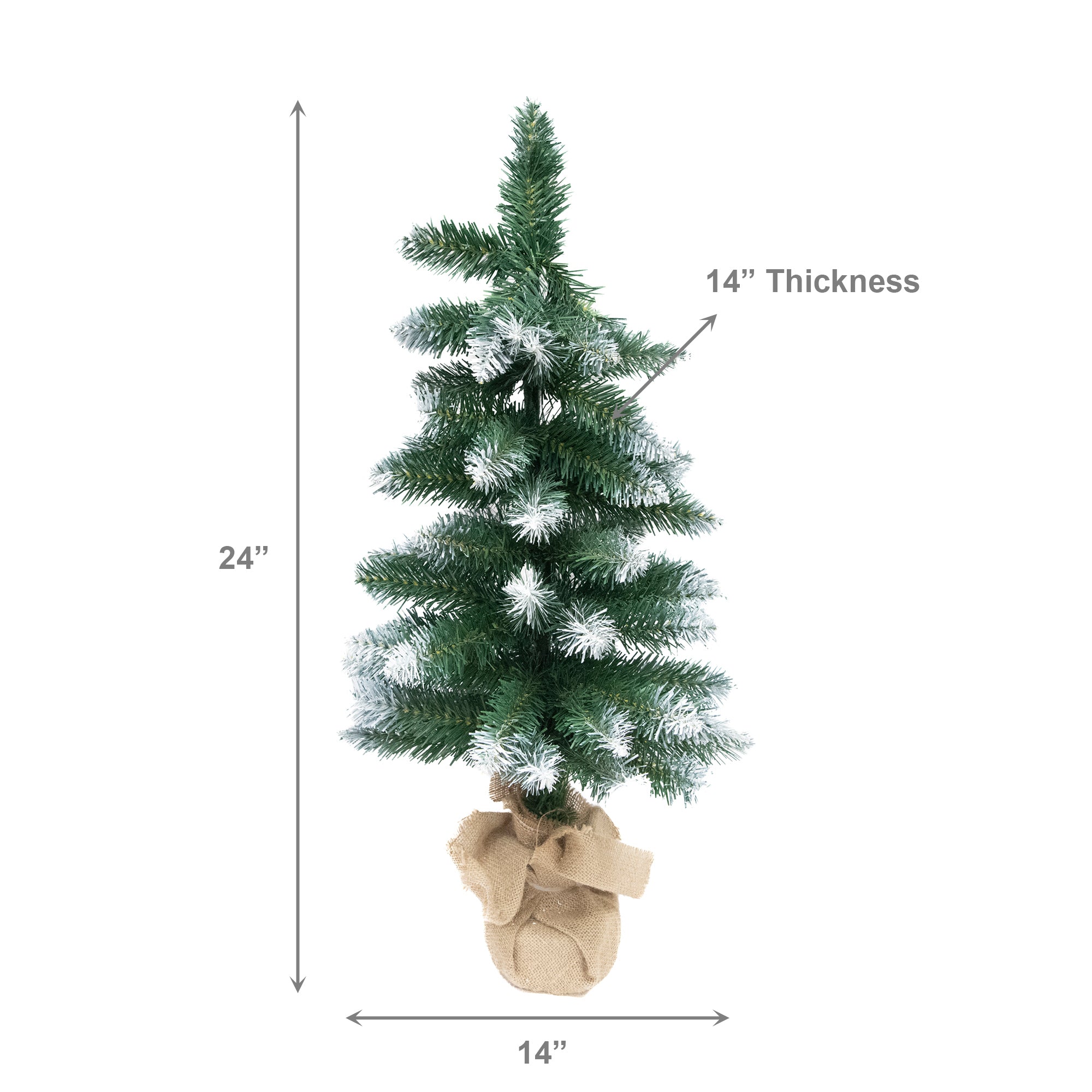 2' Spruce Christmas Tree 66 Tips with Jute Wrapped Base, Christmas, Holiday Decor