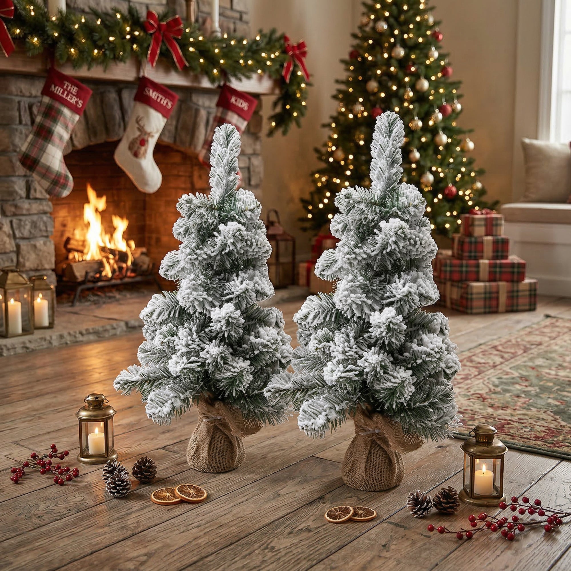 2' Spruce Christmas Tree 66 Tips with Jute Wrapped Base, Christmas, Holiday Decor