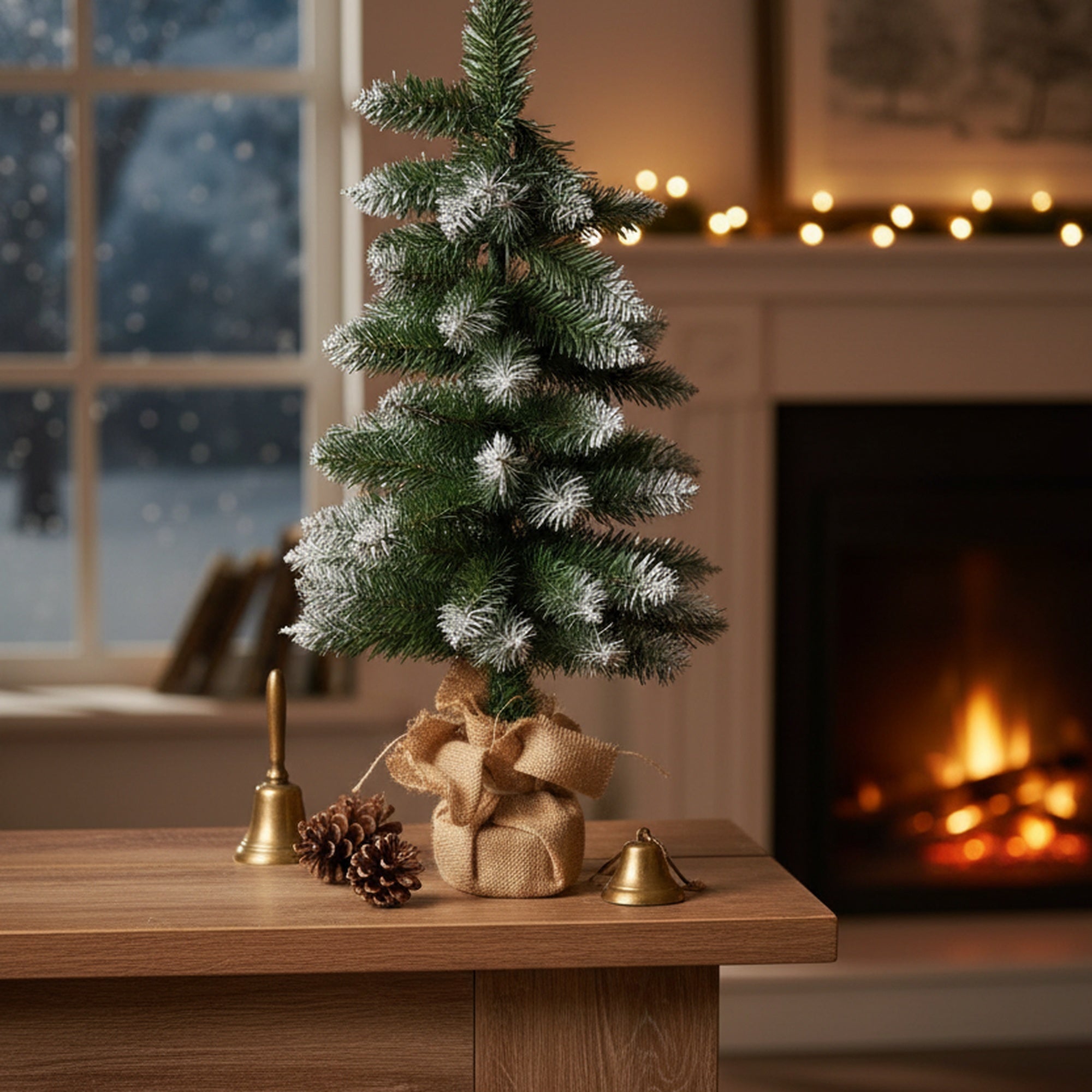 2' Spruce Christmas Tree 66 Tips with Jute Wrapped Base, Christmas, Holiday Decor