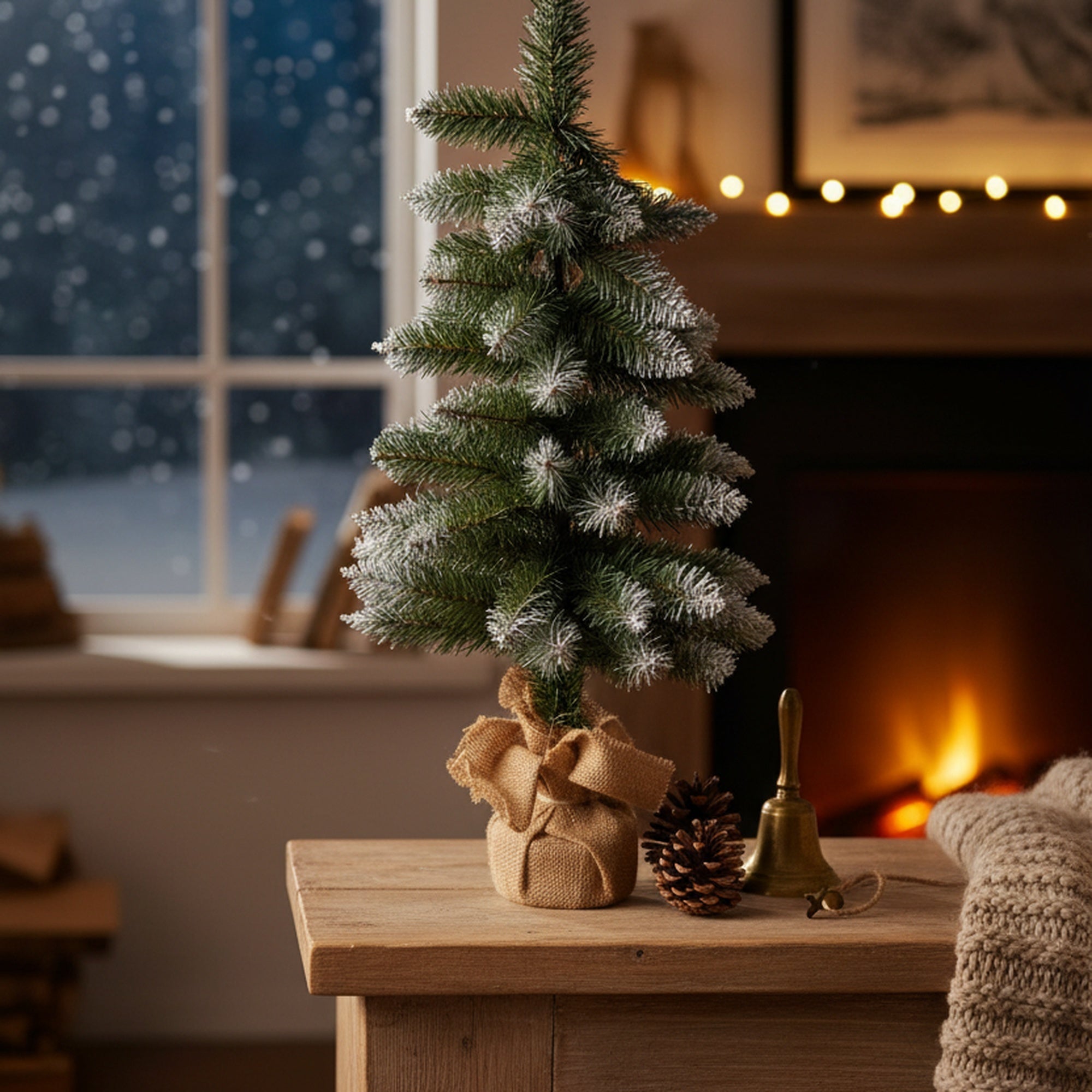 2' Spruce Christmas Tree 66 Tips with Jute Wrapped Base, Christmas, Holiday Decor
