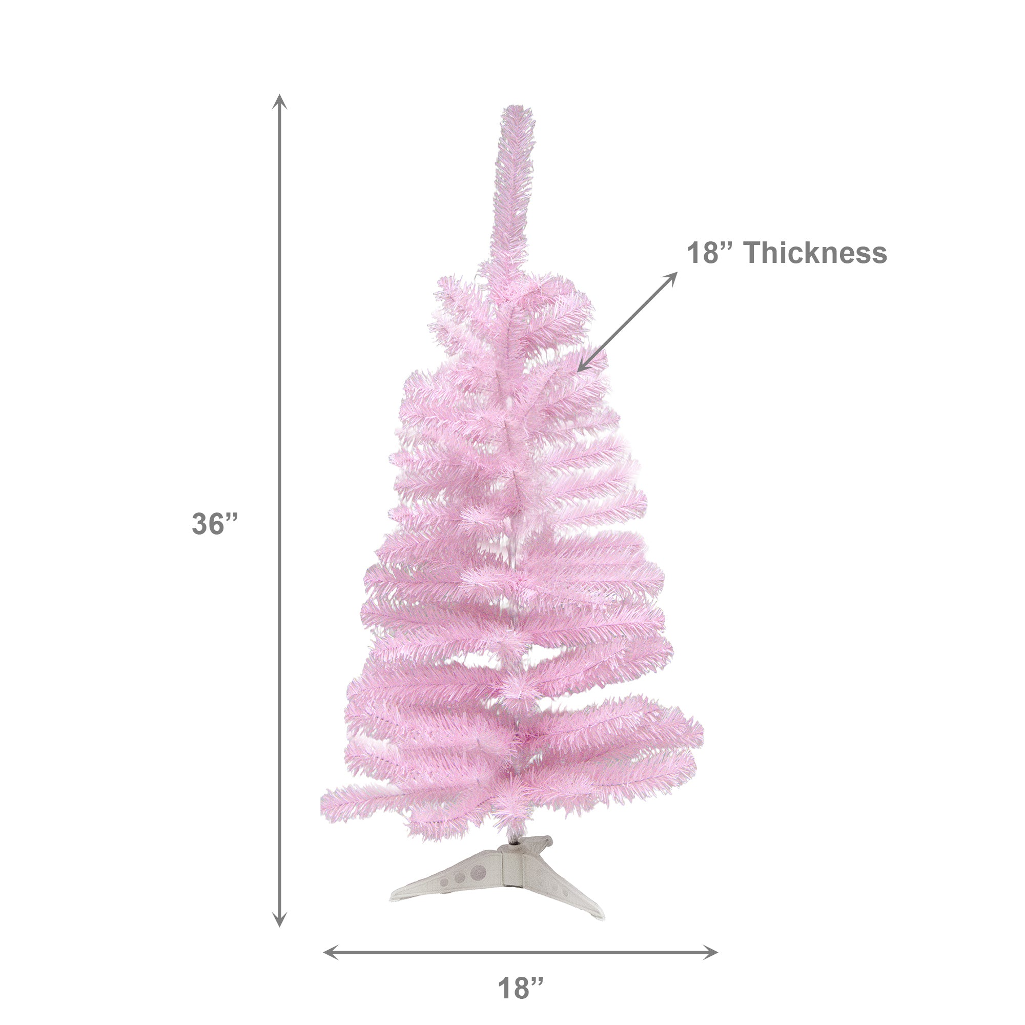 3' Evergreen Christmas Tree 80 Tips with Plastic Base Pink, Christmas, Holiday Decor