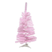3' Evergreen Christmas Tree 80 Tips with Plastic Base Pink, Christmas, Holiday Decor