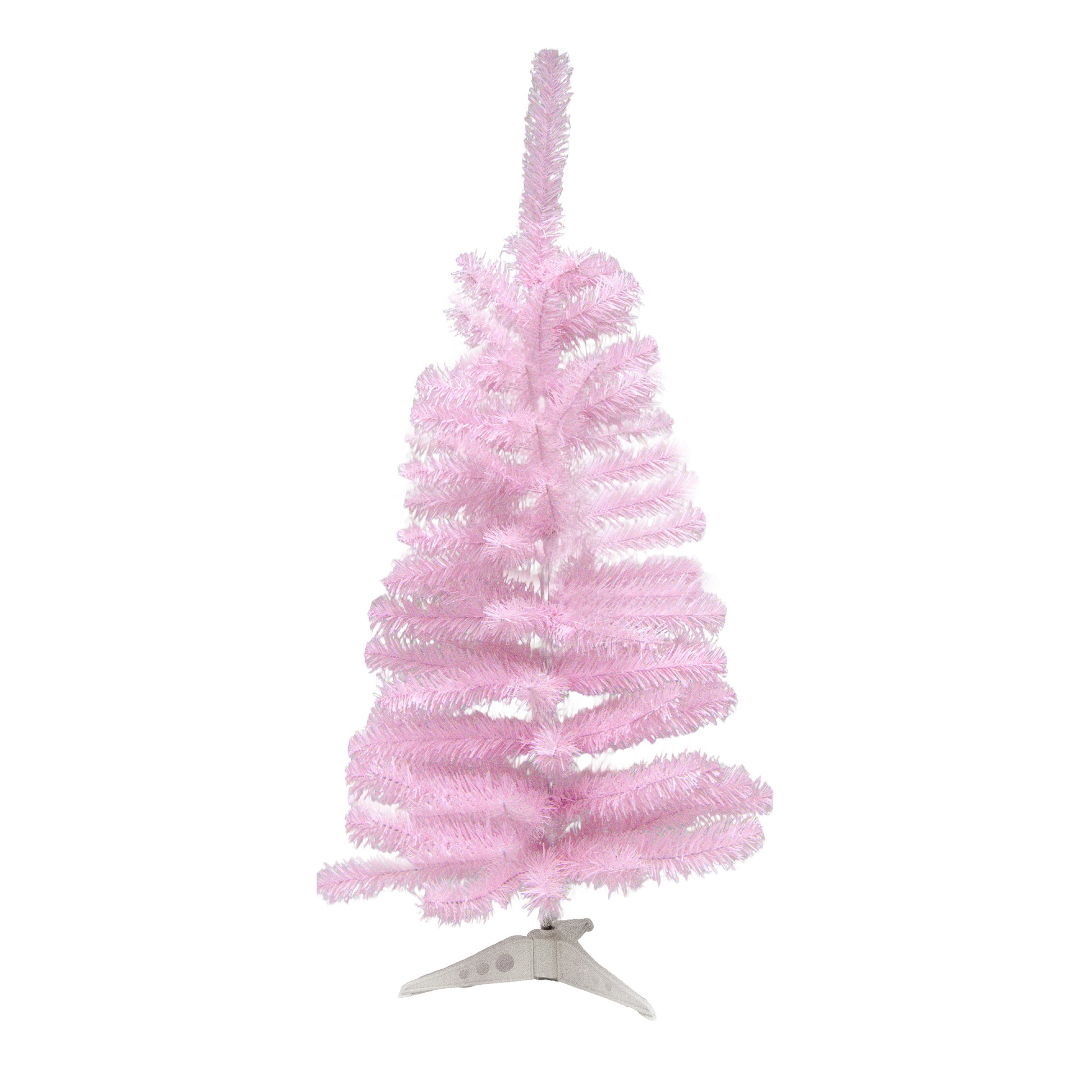 3' Evergreen Christmas Tree 80 Tips with Plastic Base Pink, Christmas, Holiday Decor