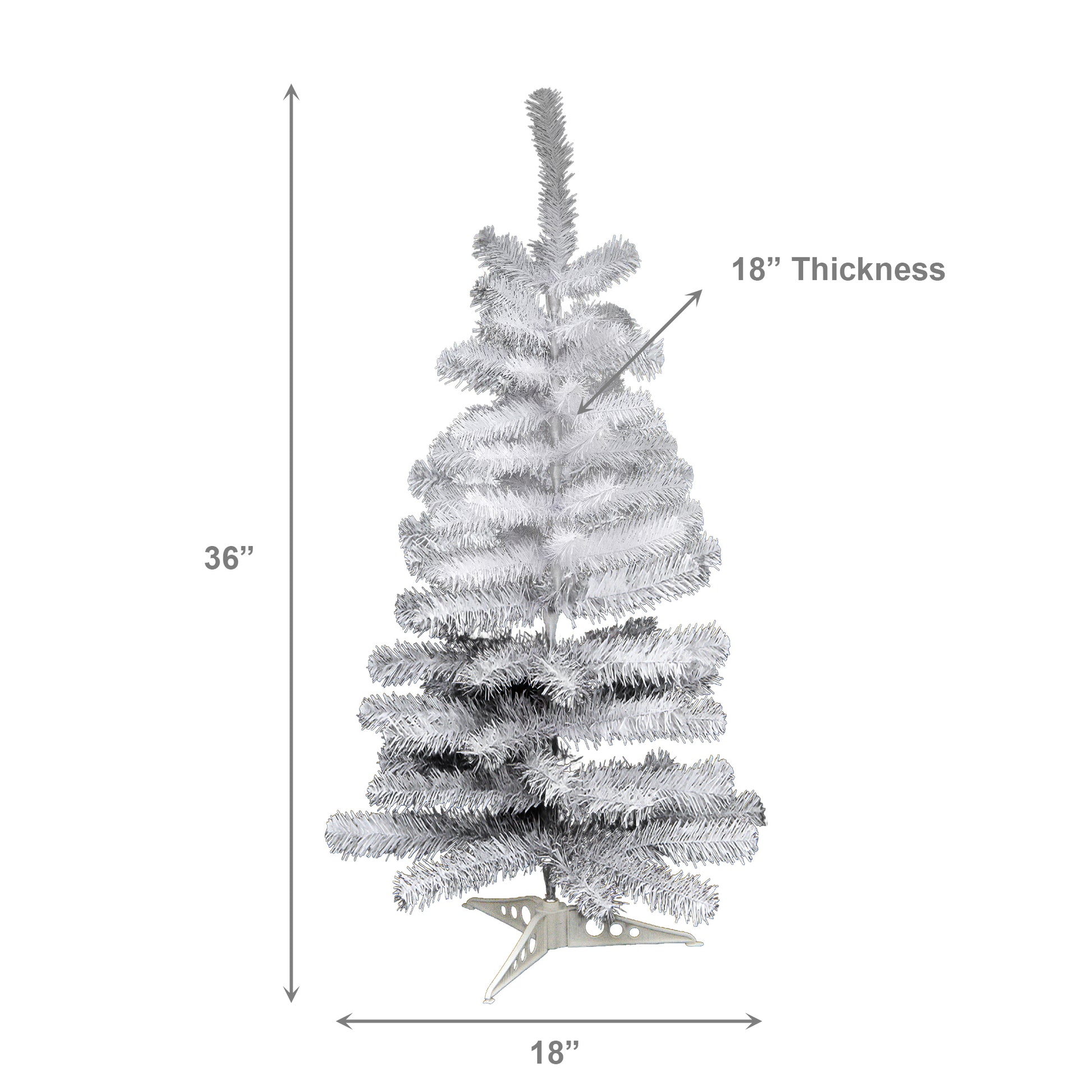 3' Evergreen Christmas Tree 80 Tips with Plastic Base White, Christmas, Holiday Decor