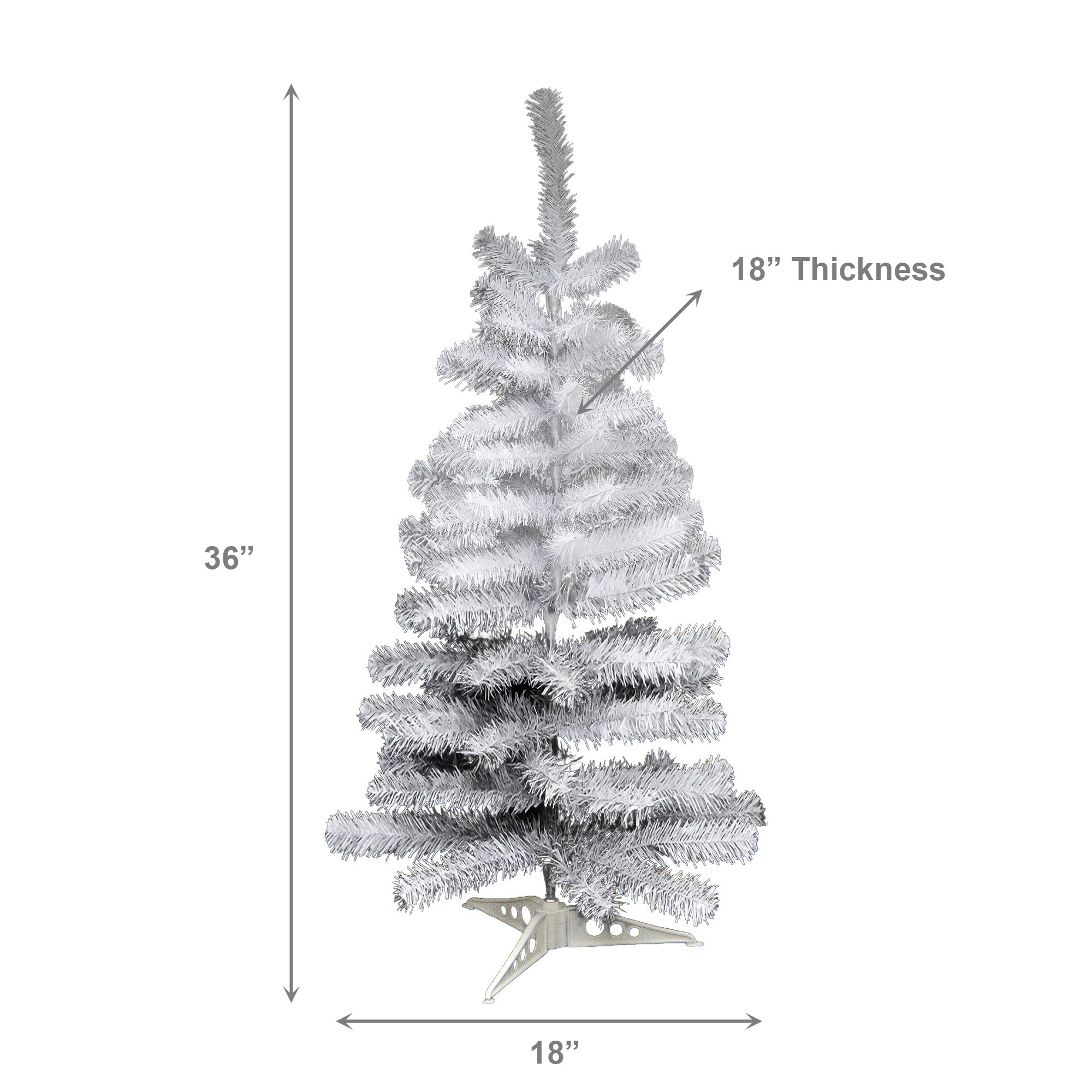 3' Evergreen Christmas Tree 80 Tips with Plastic Base White, Christmas, Holiday Decor