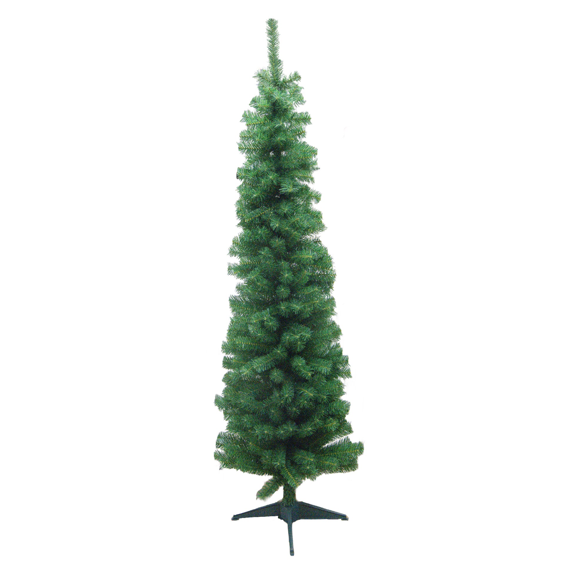 6' Evergreen Pencil Christmas Tree 380 Tips with Plastic Stand, Christmas, Holiday Decor