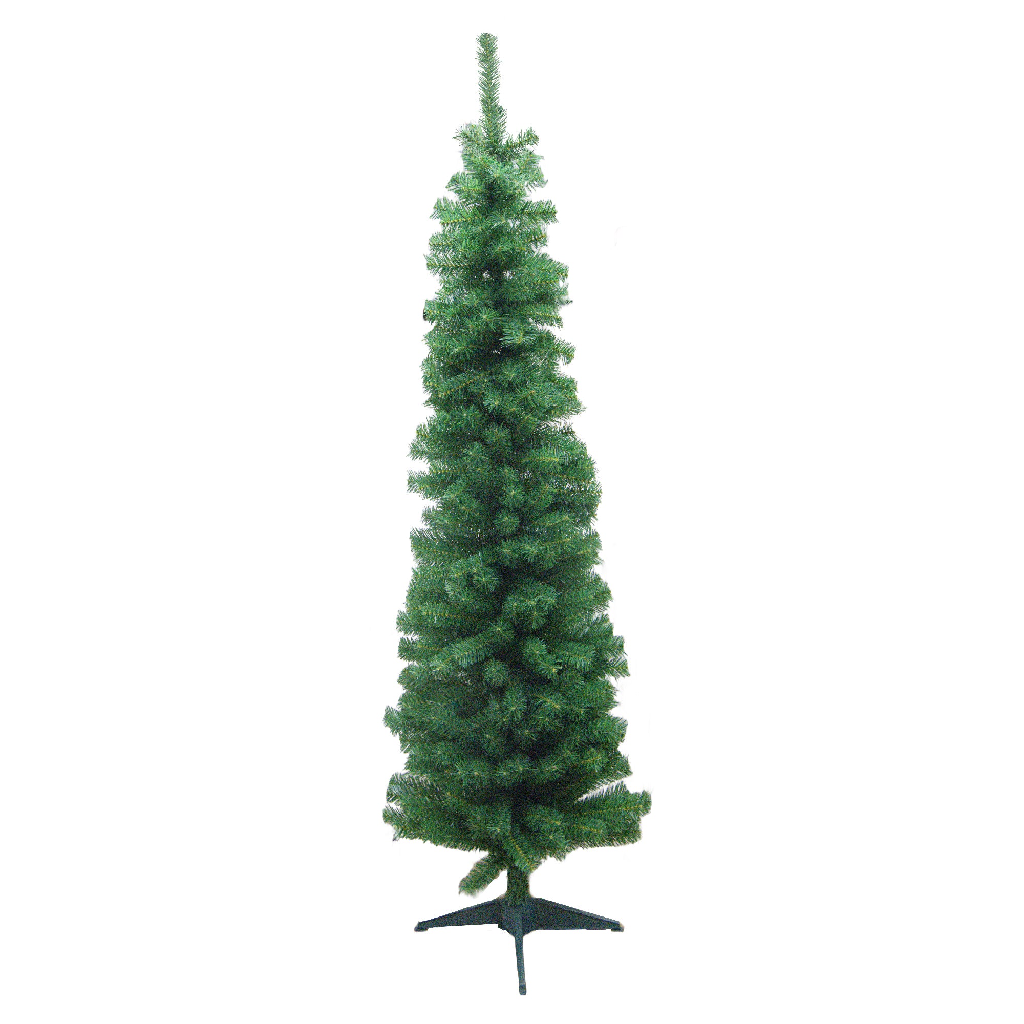 6' Evergreen Pencil Christmas Tree 380 Tips with Plastic Stand, Christmas, Holiday Decor