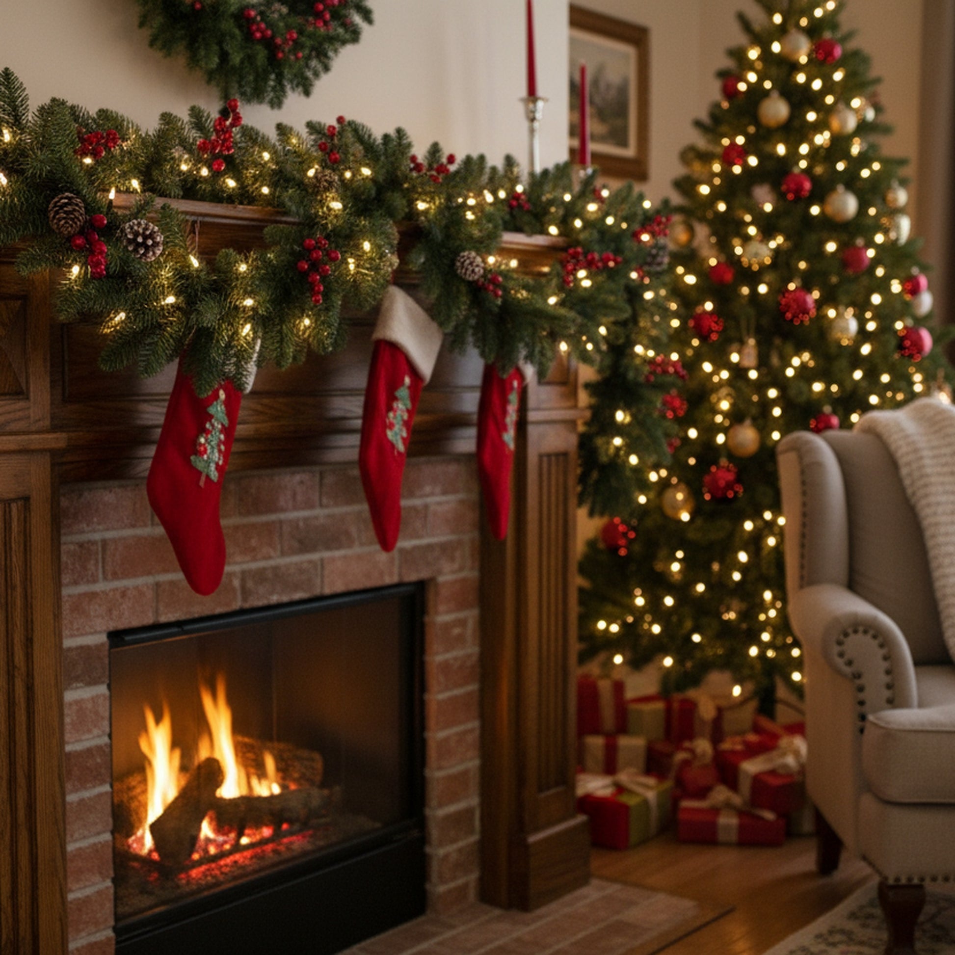 9' Evergreen Christmas Garland 220 Tips, Christmas, Garland, Holiday Decor