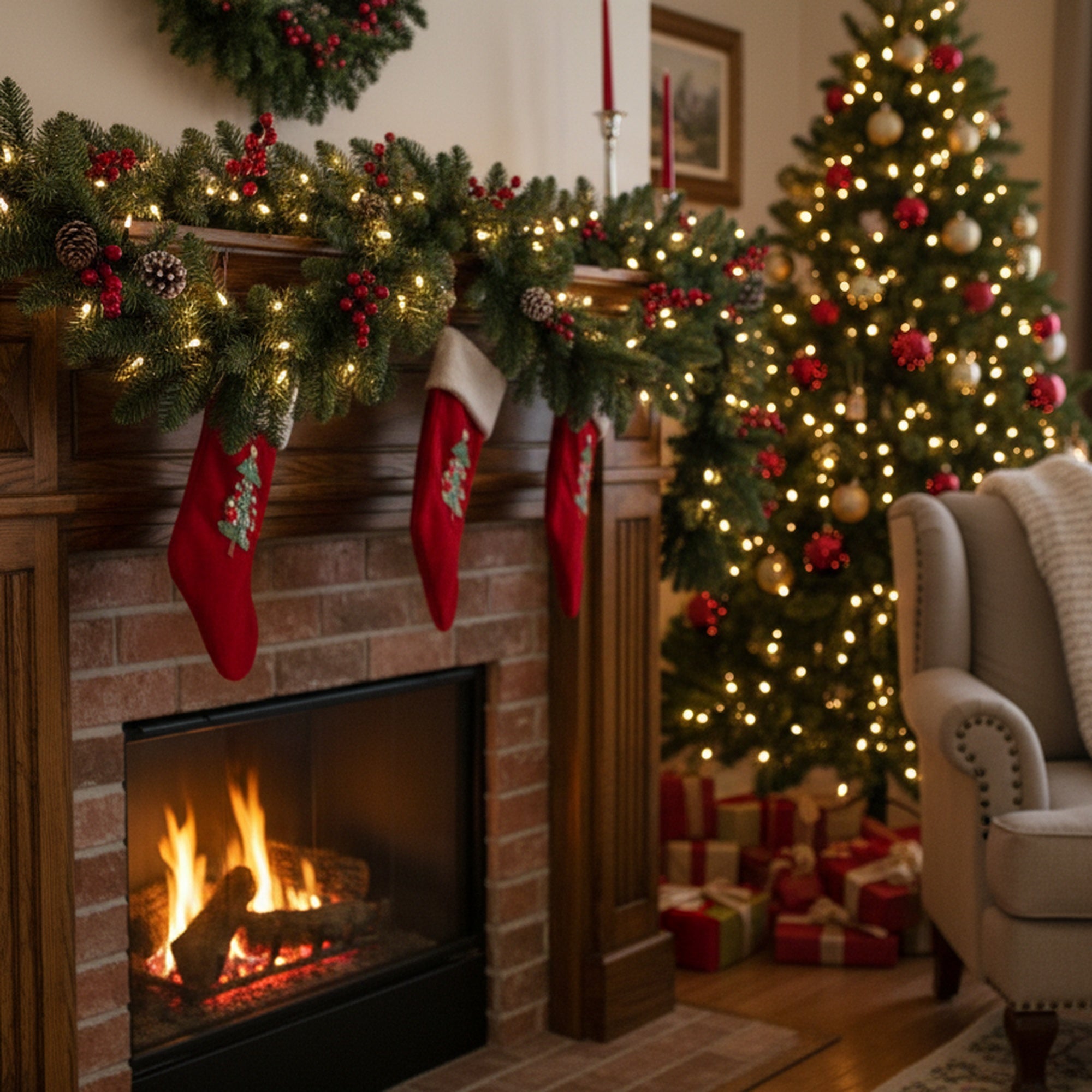 9' Evergreen Christmas Garland 220 Tips, Christmas, Garland, Holiday Decor