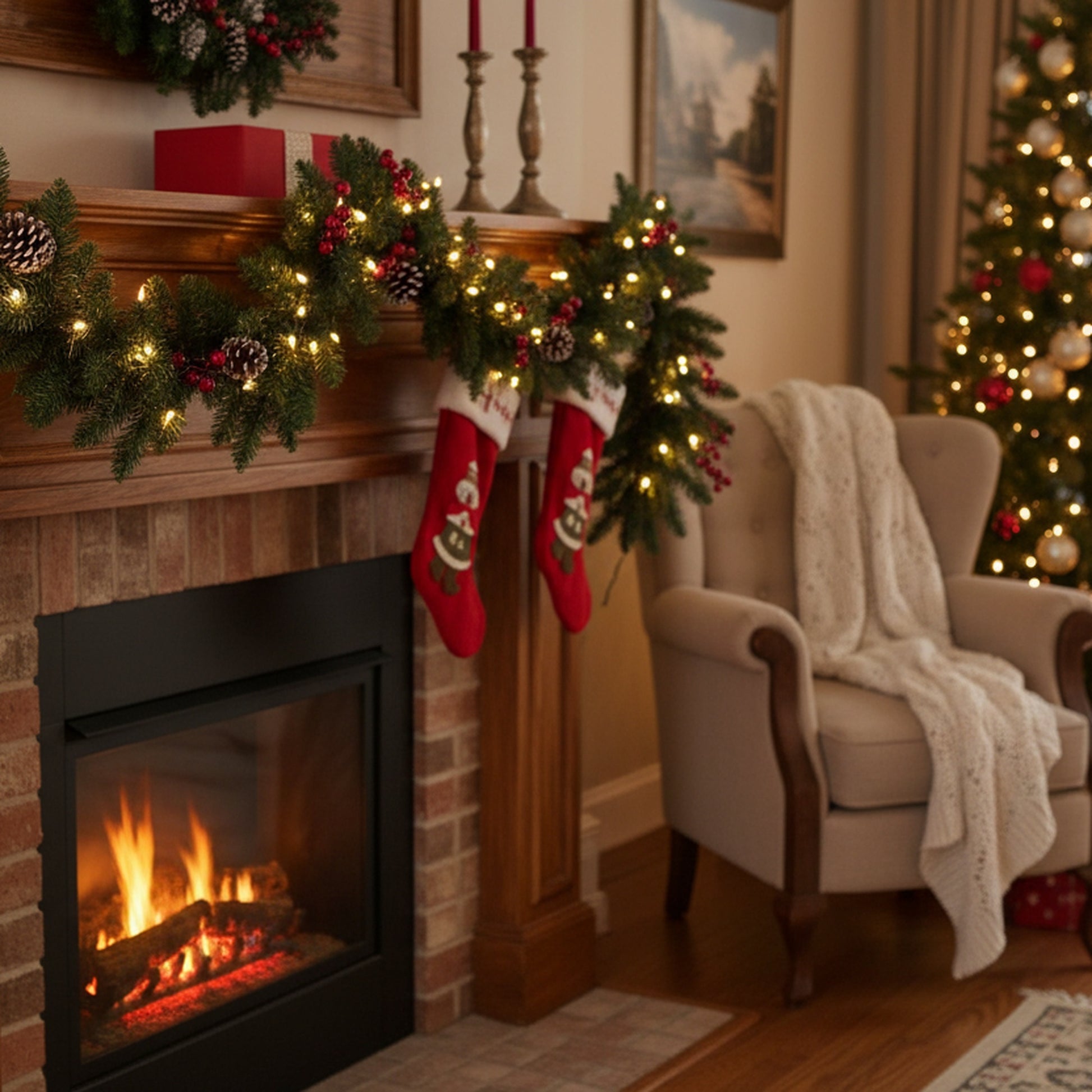 9' Evergreen Christmas Garland 220 Tips, Christmas, Garland, Holiday Decor