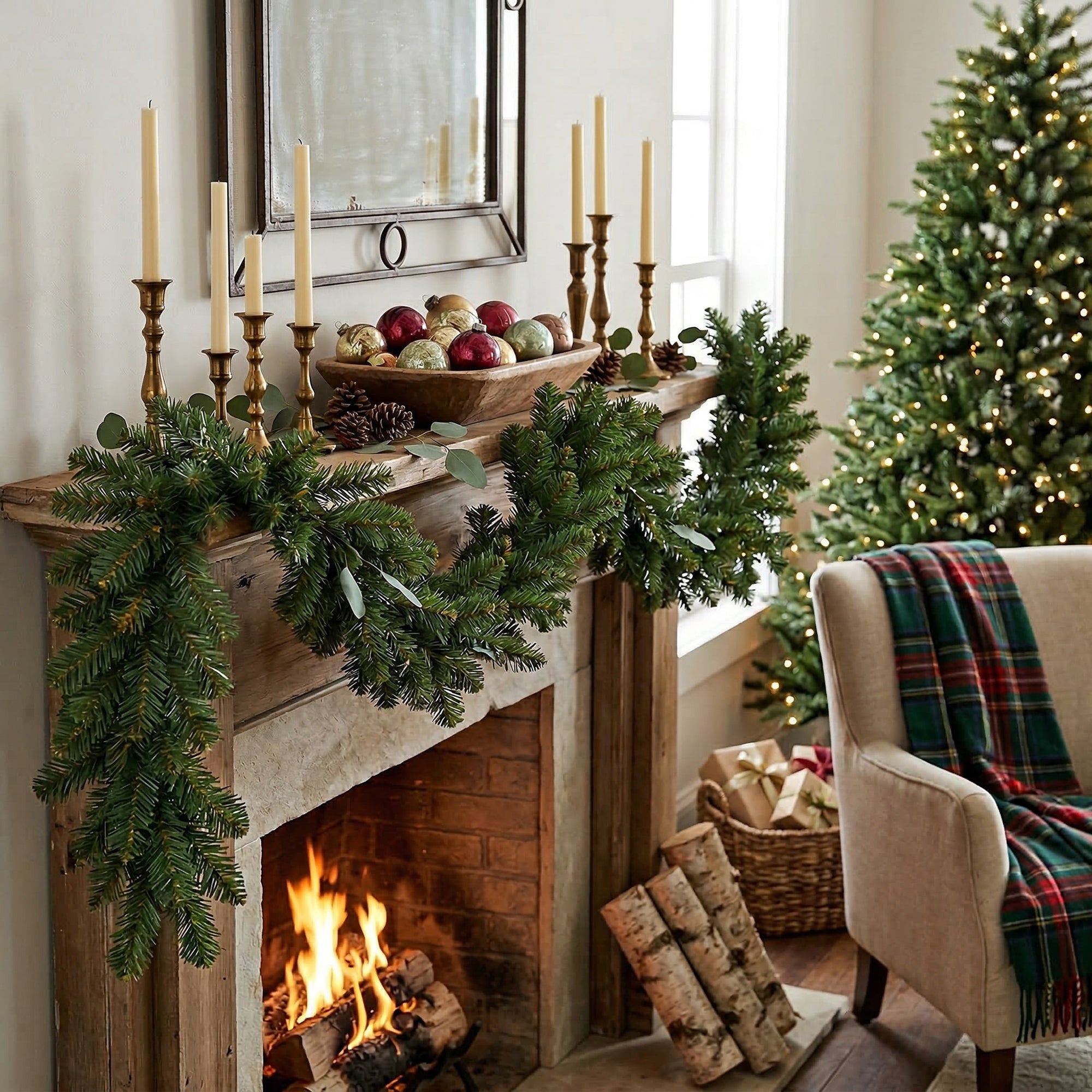 6' Evergreen Christmas Garland 180 Tips, Christmas, Garland, Holiday Decor