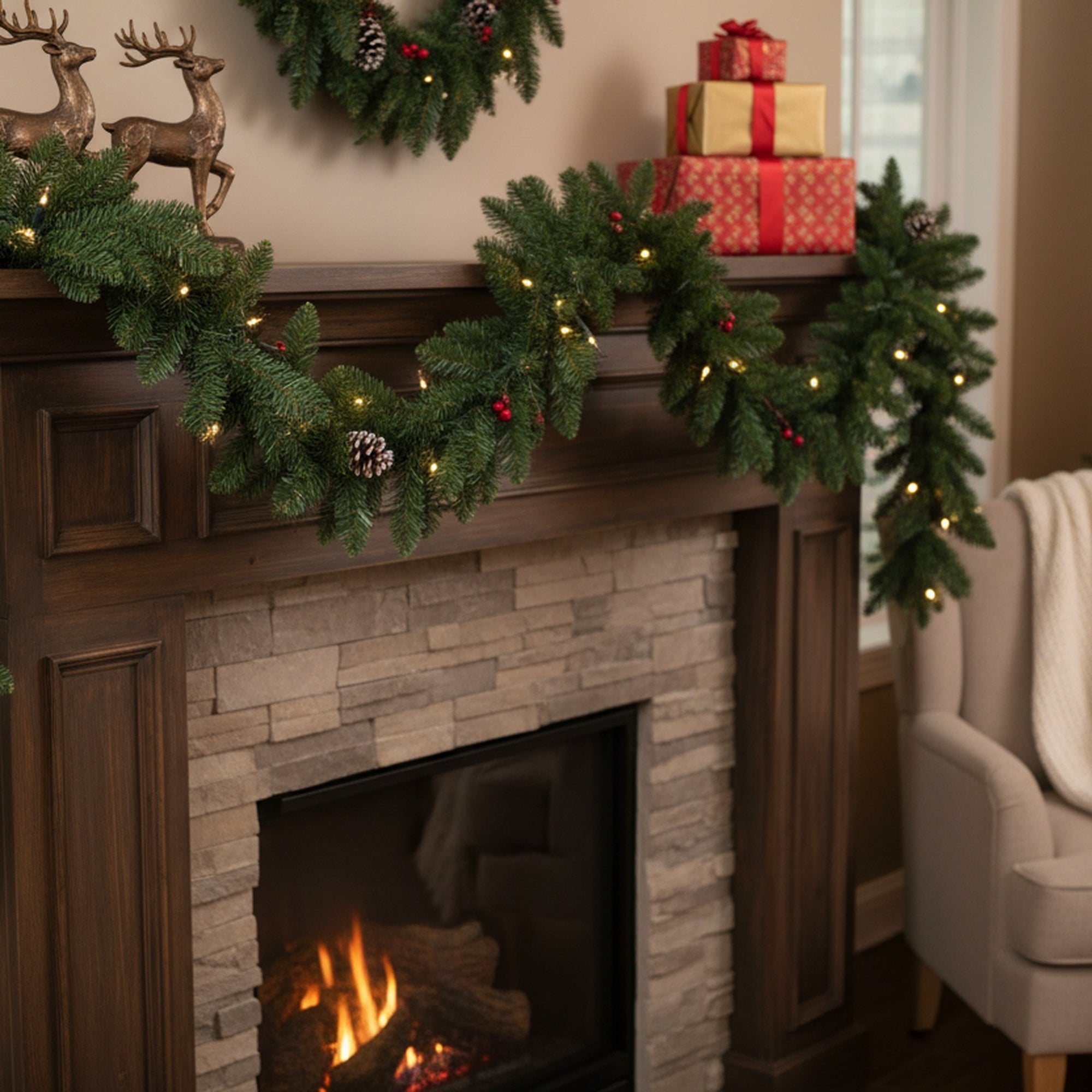 6' Evergreen Christmas Garland 180 Tips, Christmas, Garland, Holiday Decor