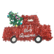 Red Christmas Truck Tinsel Ornaments, Assorted Holiday Tree Decorations, Festive Vehicle Hanging Ornaments, Set of 12