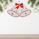 White Christmas Bells With Bows & Balls Tinsel Ornament - Set of 6