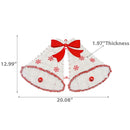 White Christmas Bells With Bows & Balls Tinsel Ornament - Set of 6